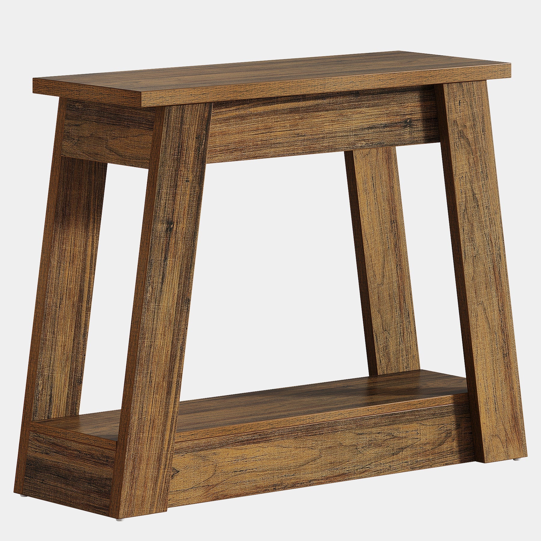 Modern Wood End Table with 2 Storage Shelves - Small Side Table for Living Room, Bedroom & Office - Perfect for Storing Books, Lamps & Decor