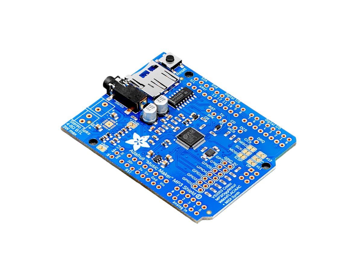 Adafruit Music Maker MP3 Shield for Arduino - Play MP3, OGG & WAV Audio Files | Perfect for DIY Audio Projects, Robotics & Embedded Systems