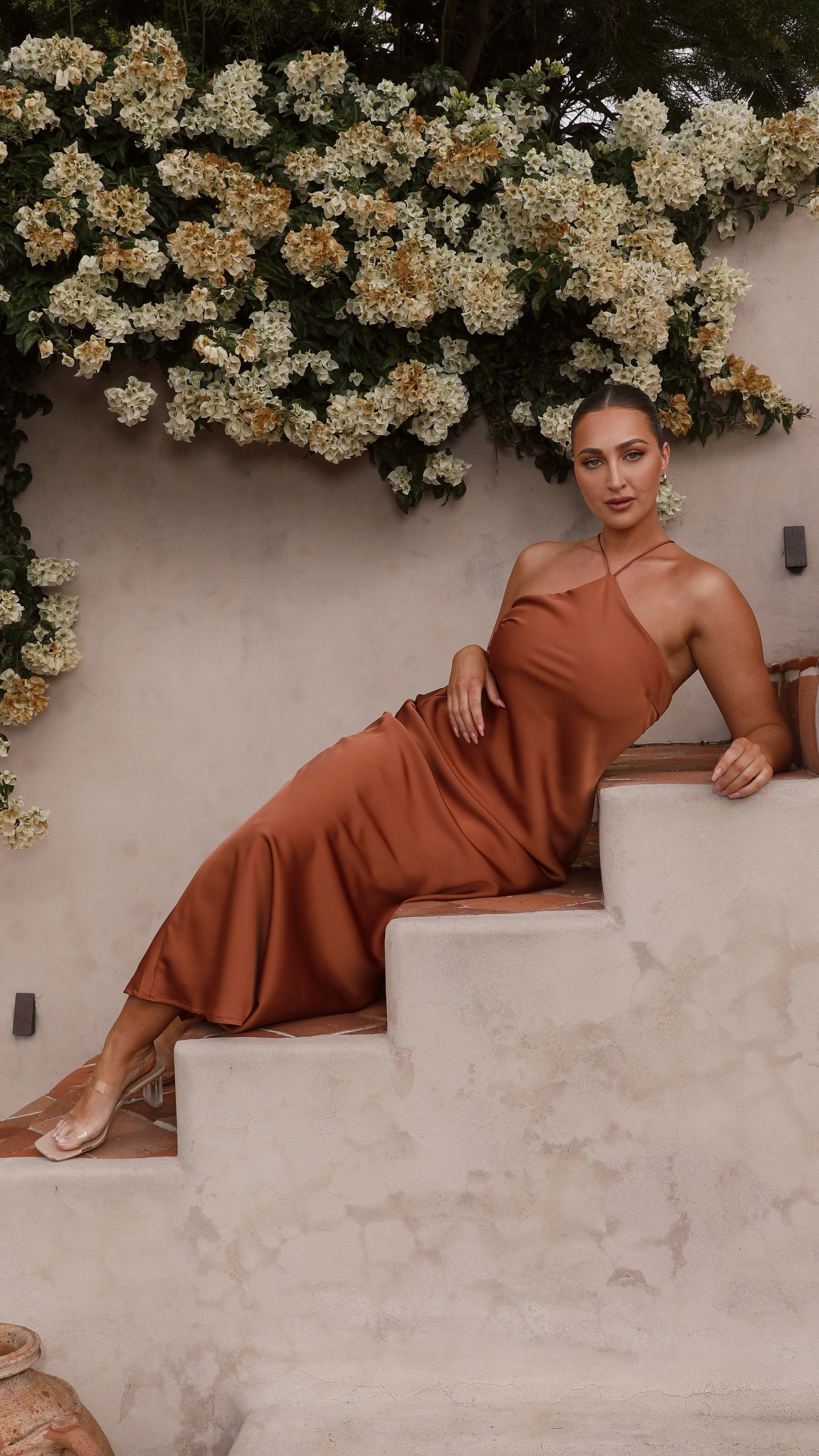 Chiara Maxi Dress in Copper - Elegant Long Flowy Dress for Women, Perfect for Weddings, Parties & Summer Outfits