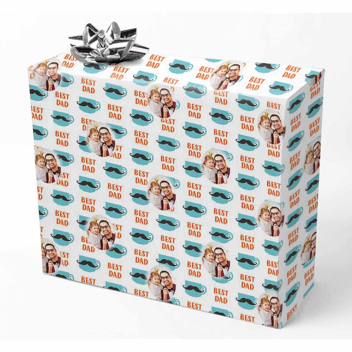 Custom Photo Wrapping Paper for Dad - Father's Day Gift Wrap - 2 Rolls for Birthday & Christmas Presents