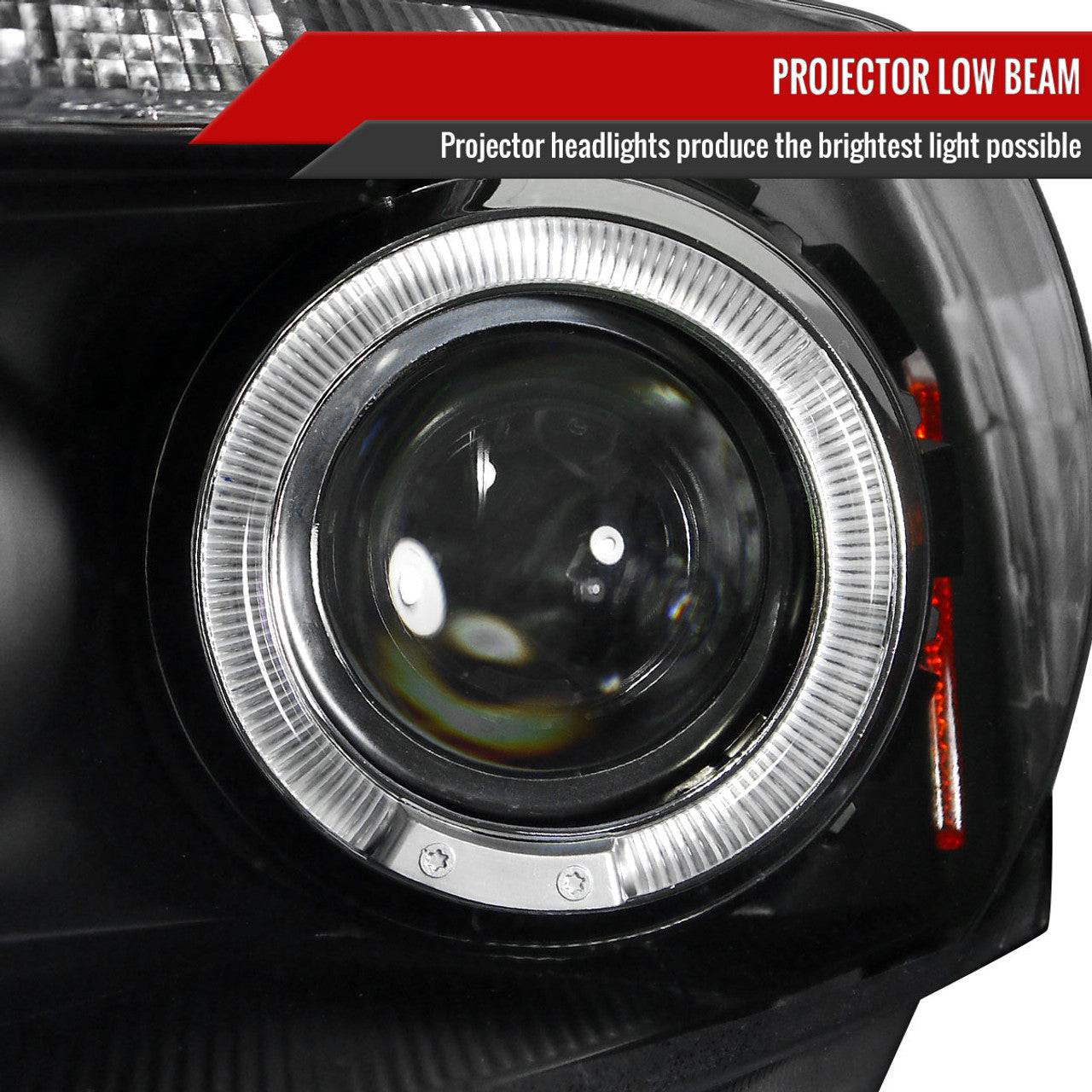 2008-2012 Honda Accord Sedan LED Projector Headlights with Halo Ring, LED Light Strip & Turn Signal - Matte Black Housing & Clear Lens - Upgrade for Night Driving & Style Enhancement