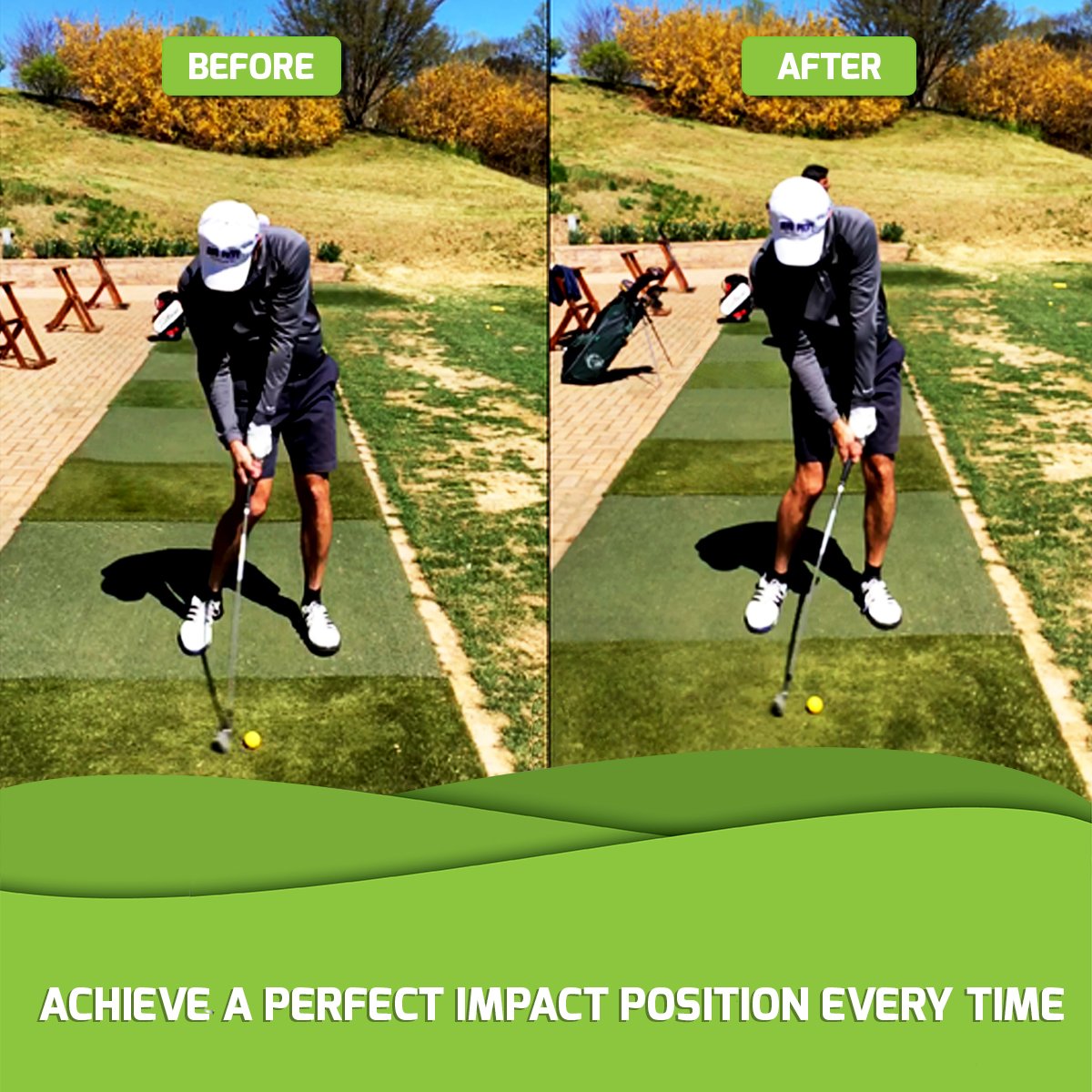Golf Swing Trainer for Right Hand - Indoor & Outdoor Golf Practice Aid for Swing Repetition & Improvement | Perfect for Driving Range, Backyard & Home Training