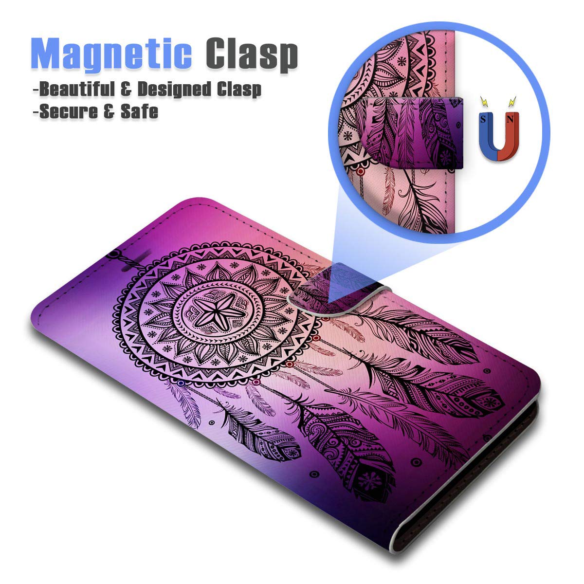 iPhone 11 Pro Max Wallet Case with Flip Cover - Purple Dream Catcher Design (Model A23246) | Slim Protective Phone Case with Card Holder for Everyday Use & Travel