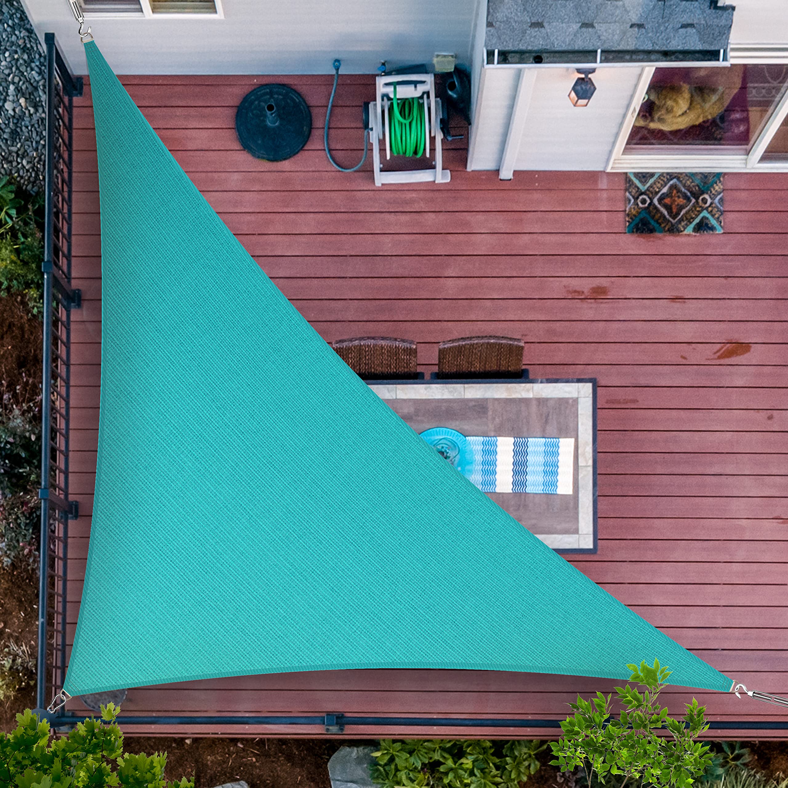 ShadeMart 15' x 24' x 28.3' Turquoise Sun Shade Sail Right Triangle Canopy - UV Resistant & Water Permeable Outdoor Shade Cloth for Patio, Carport, Pool & Backyard (Custom Sizes Available)