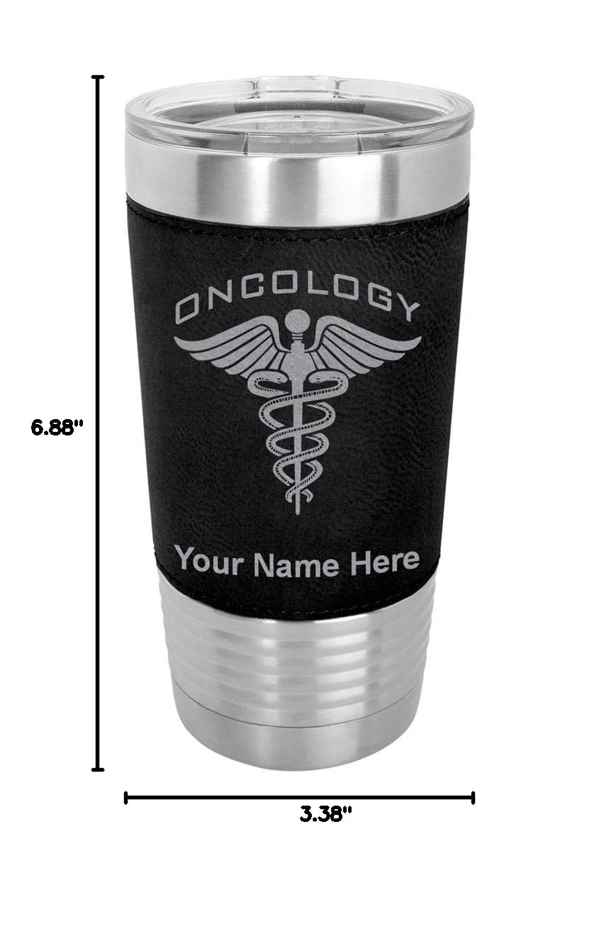 LaserGram 20oz Vacuum Insulated Stainless Steel Tumbler Mug with Personalized Engraving - Leakproof Travel Coffee Cup for Hot & Cold Drinks - Perfect for Office, Gym, Hiking & Outdoor Activities (Faux Leather, Black)