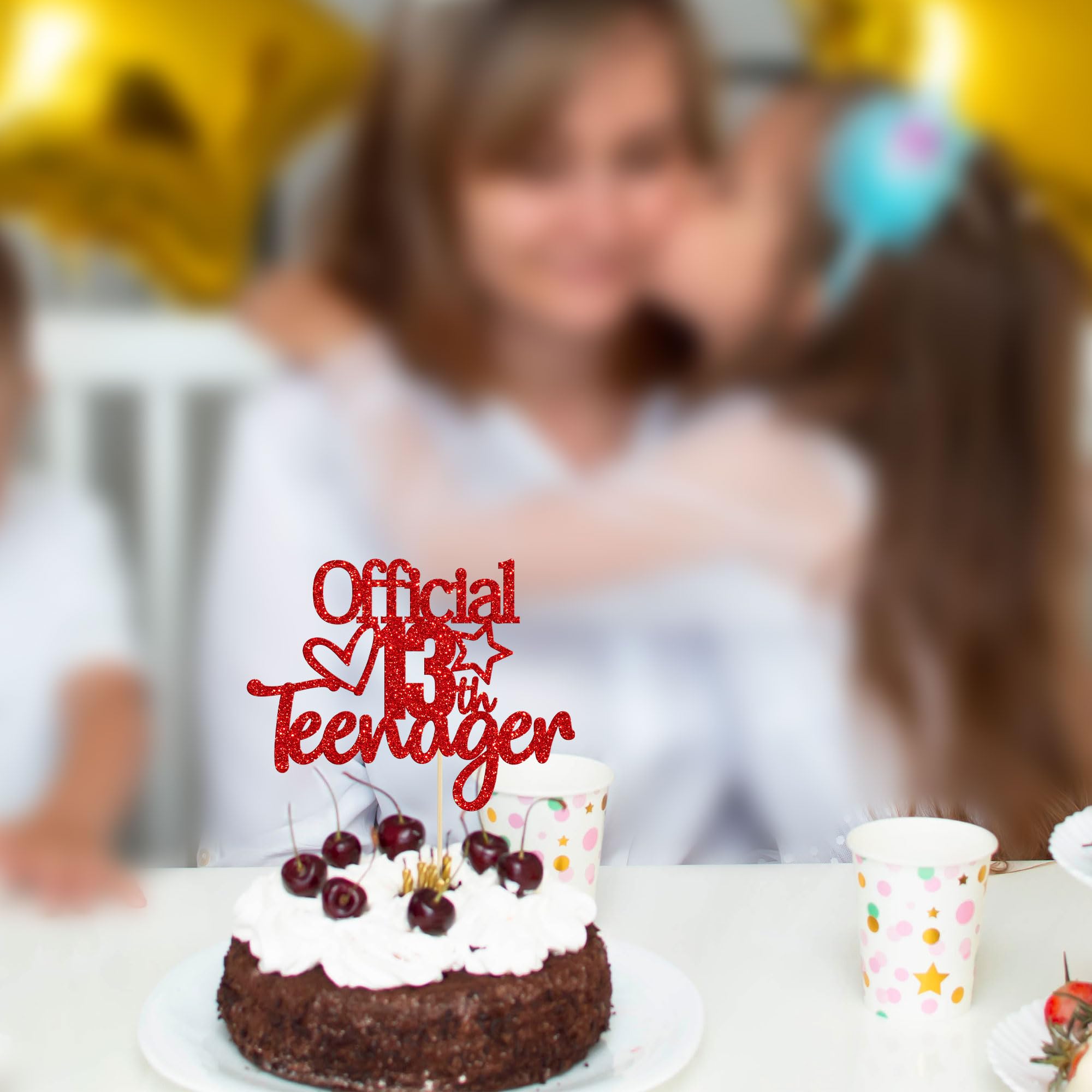 Gyufise 1 Pack Happy 13th Birthday Cake Topper - Cheers to 13 Years Party Decoration for Boys & Girls | Teen Birthday Party Supplies | Perfect for 13th Birthday Cakes, Teen Celebrations & Anniversary Parties (Red)