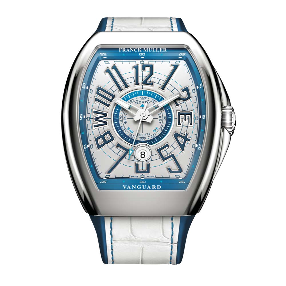 Franck Muller Vanguard Mariner Men's Luxury Watch - Stainless Steel Case & Bracelet - Water Resistant Diver's Watch for Business, Formal & Casual Wear