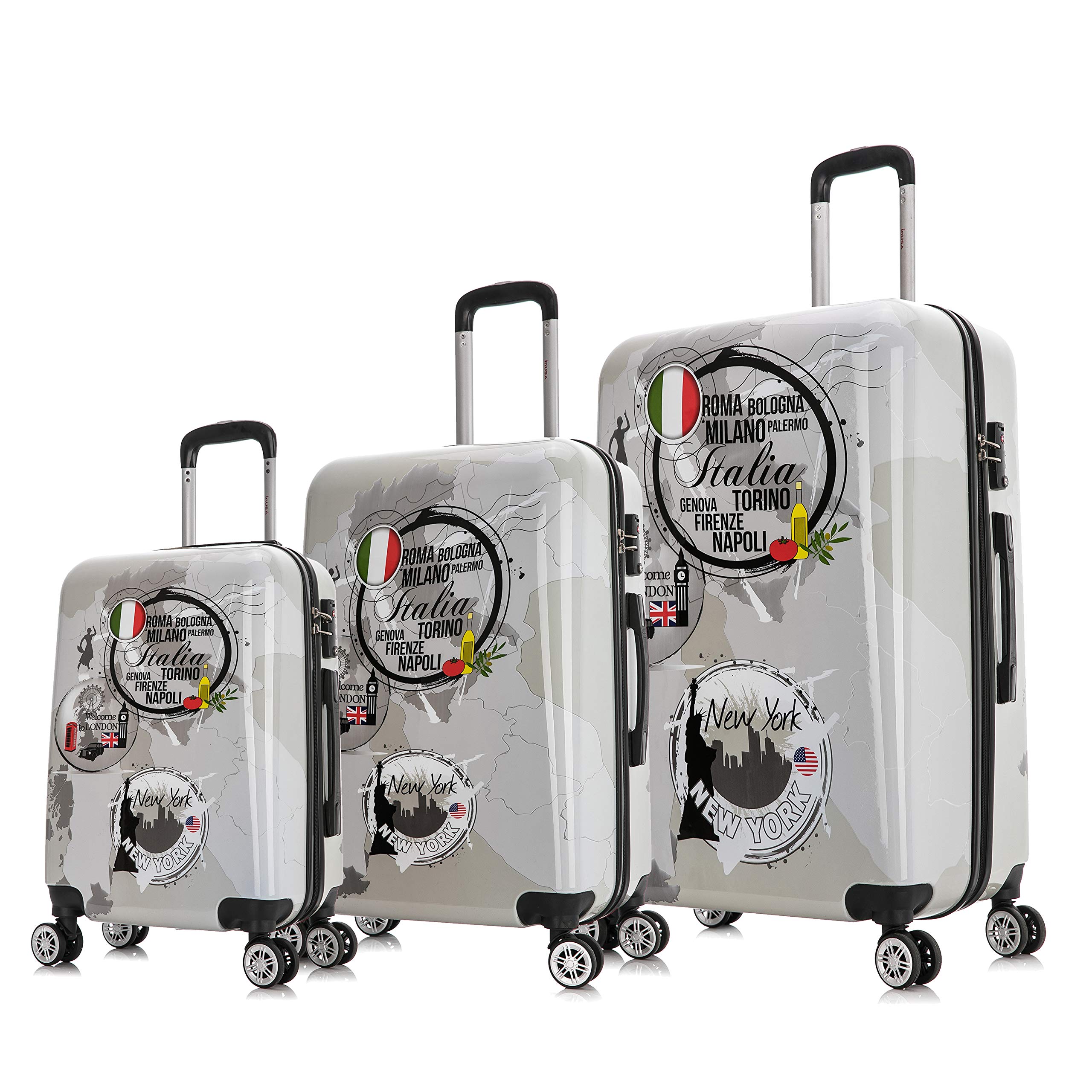 InUSA 3-Piece Hardside Luggage Set with 360° Spinner Wheels - Lightweight Durable Suitcase for Travel (20in, 24in, 28in) | Perfect for Business Trips, Family Vacations & International Travel