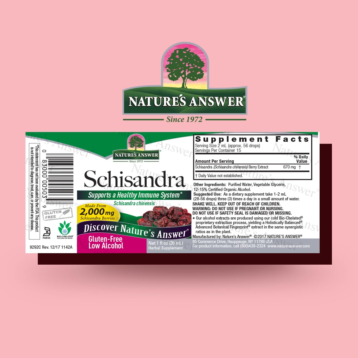 Nature's Answer Schisandra Berry Extract with Organic Alcohol, 1-Fluid Ounce | Supports Digestive Health & Cognitive Function | Natural Stress Relief Supplement | Great for Daily Wellness & Mental Clarity