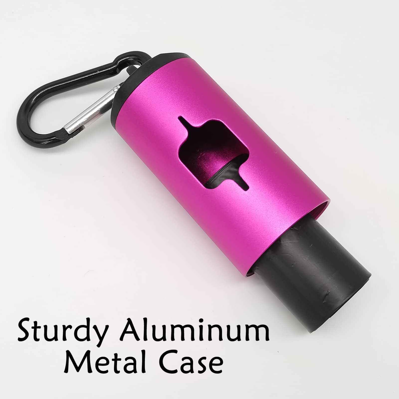 **Eco-Friendly Aluminum Dog Poop Bag Holder with Carabiner Clip – Metal Pet Waste Dispenser with Hook & Loop Fastener & Elastic Cord – Includes 2 Holders & 30 Bags (Pink) – Perfect for Walking, Hiking & Travel**