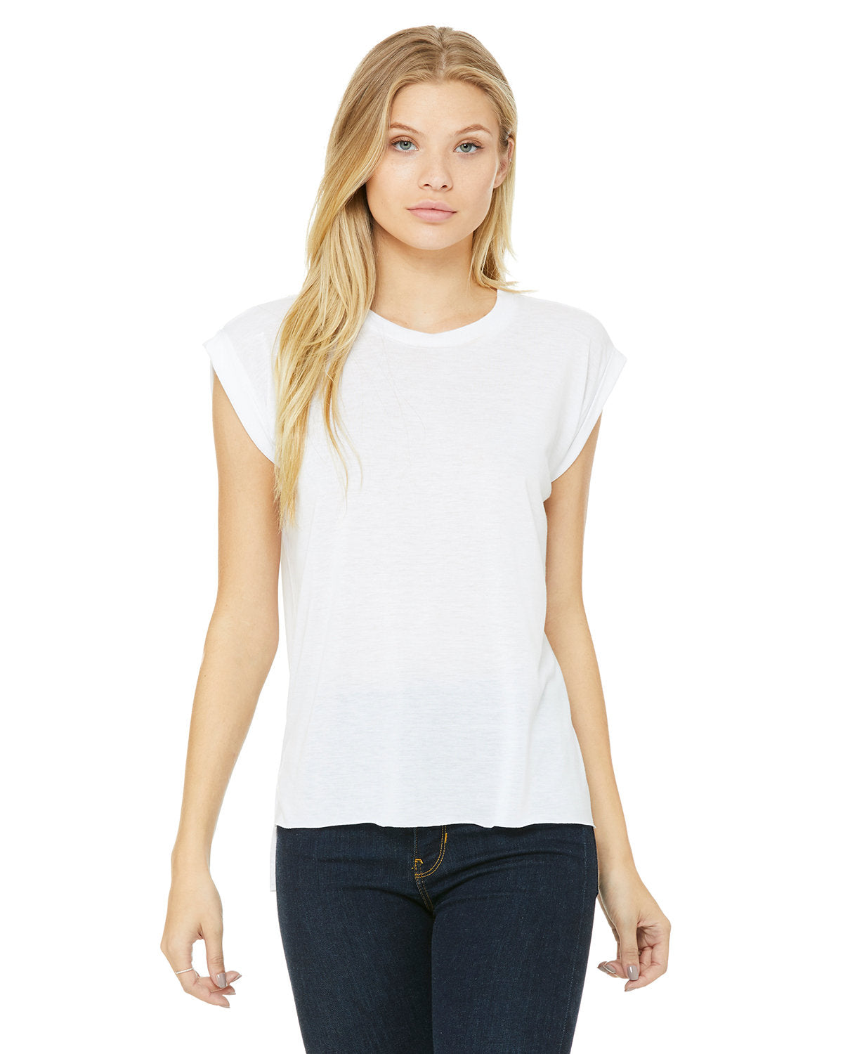 Bella + Canvas 8804 Women's Flowy Muscle T-Shirt with Rolled Cuff - Soft & Comfortable Workout Top for Yoga, Gym & Casual Wear