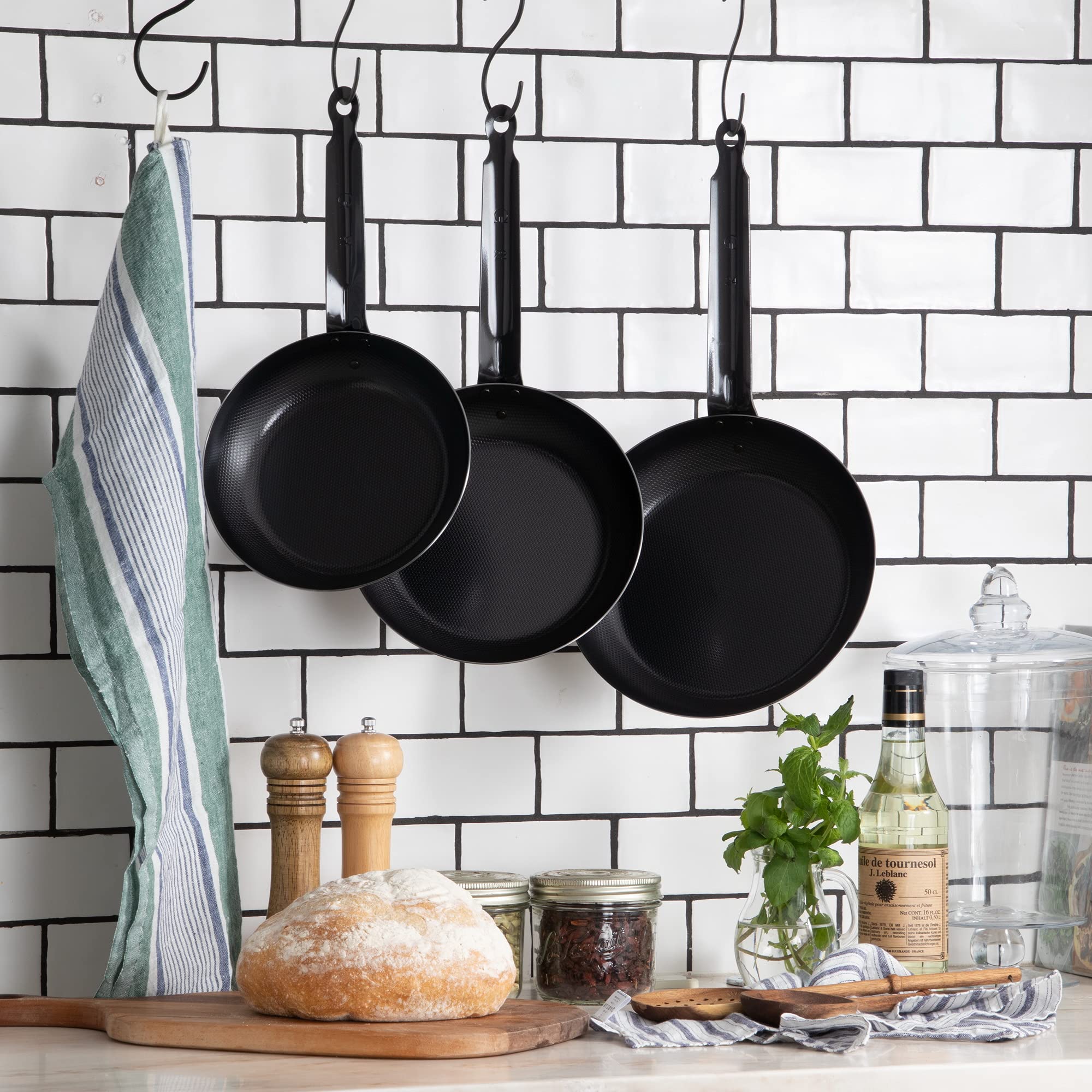 Endoshoji TKG 7.9 Inch Iron Frying Pan - Non-Stick, IH Compatible, Textured Embossed Surface for Less Oil & Better Cooking | Commercial Grade Japanese Skillet for Home & Restaurant Use - Perfect for Searing, Frying & Stir-Frying