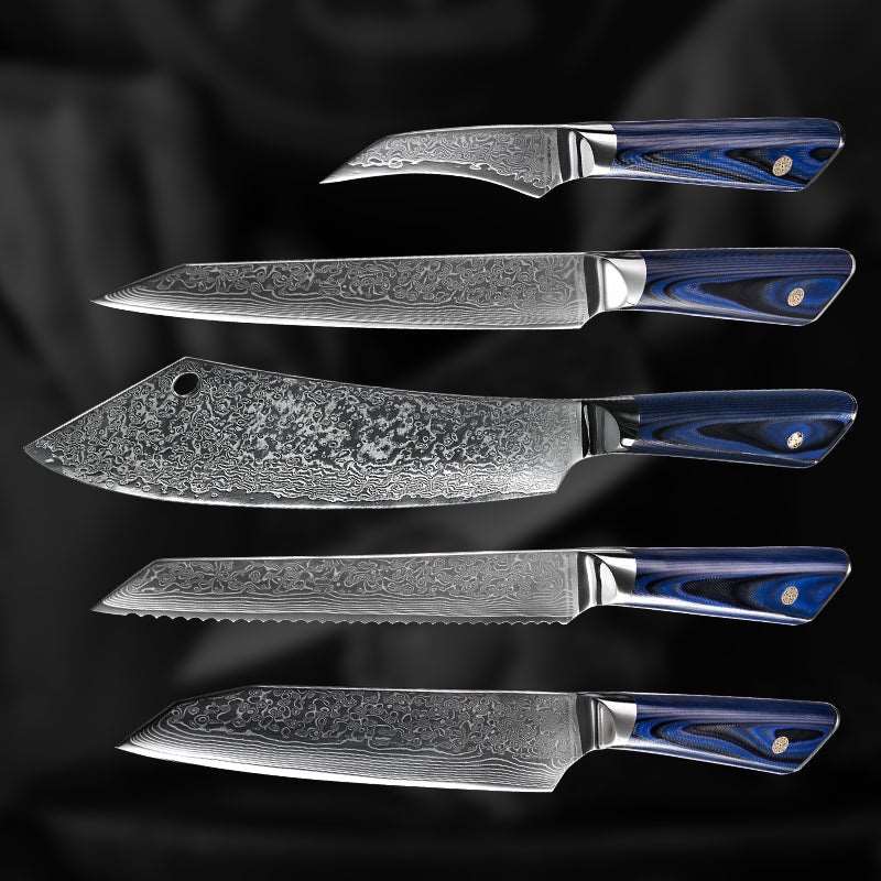 Premium Japanese VG10 Damascus Steel Chef Knife Set with Ergonomic G10 Handle & Protective Sheath - Professional Kitchen Knives for Cooking, Slicing, Dicing - Perfect Gift for Chefs & Home Cooks