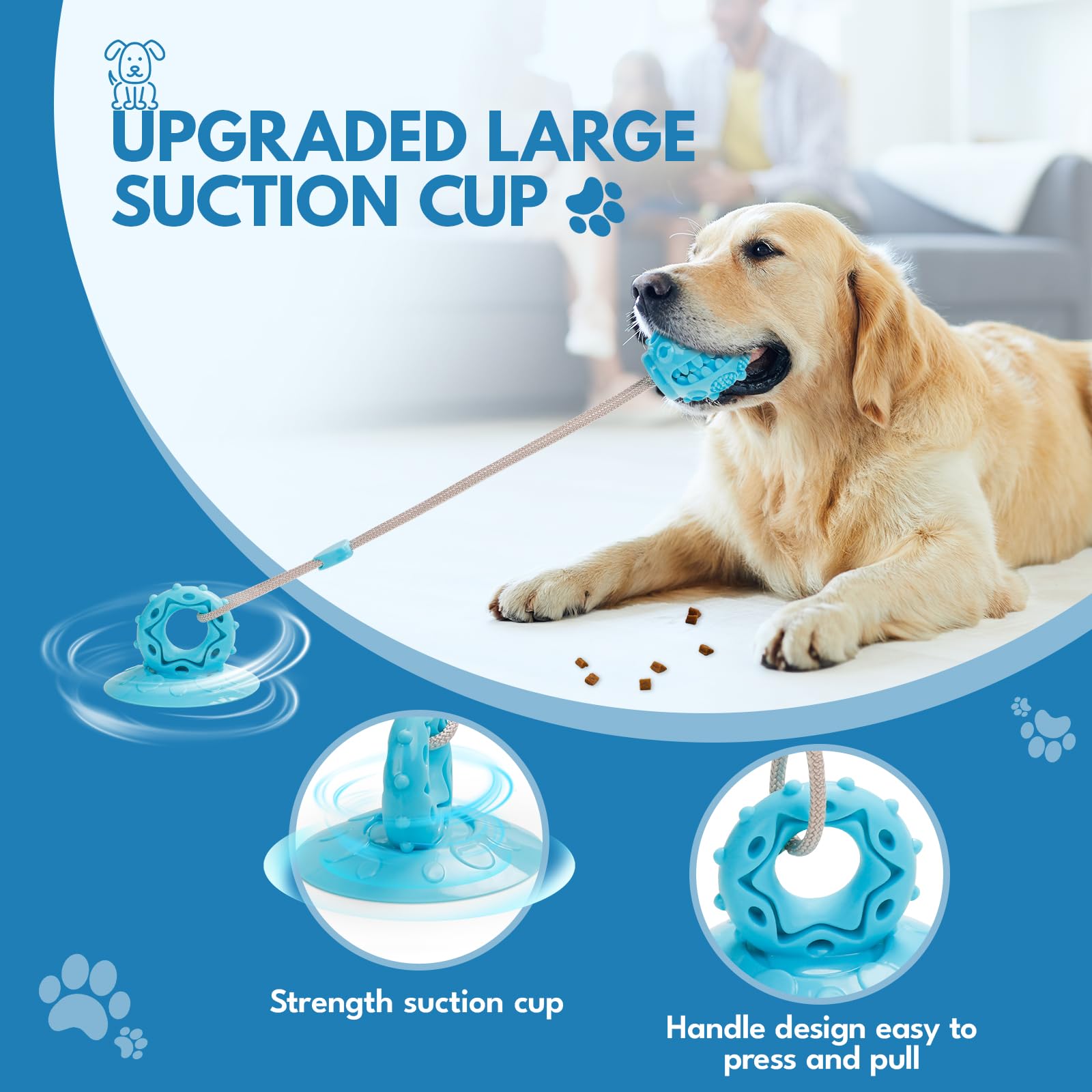 Interactive Suction Cup Dog Toys for Tug of War - Mental Stimulation Puzzle & Treat Dispenser for Small & Medium Dogs - Perfect for Puppy Teething, Boredom Relief & Indoor Playtime