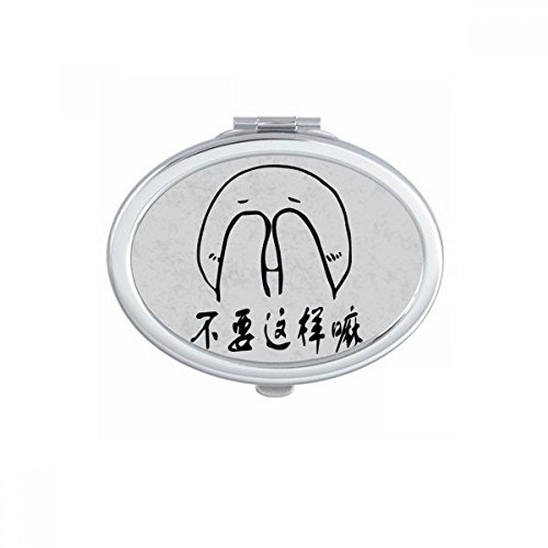 DIYthinker Black Cute Facepalm Chat Happy Pattern Oval Mirror - Portable Foldable Double-Sided Hand Mirror for Makeup, Travel & Home Use