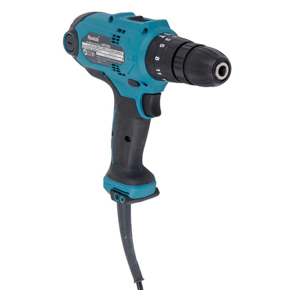 Makita HP0300 320W 10mm Corded Hammer Drill - Powerful Rotary Tool for Concrete, Masonry & Metal Drilling | Ideal for Construction, DIY Projects & Home Repairs