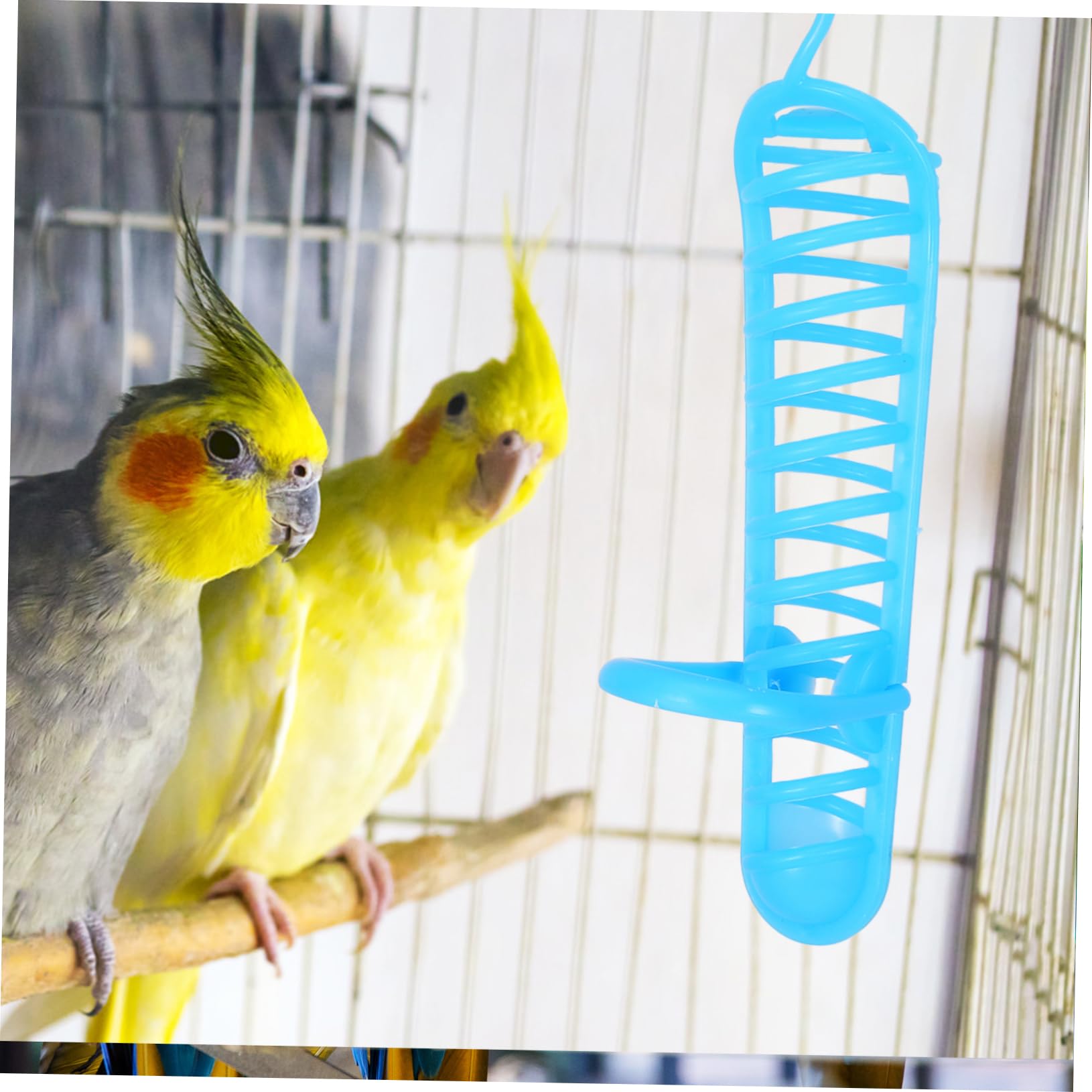 POPETPOP Hanging Bird Foraging Toy - Parrot Food Holder & Treat Dispenser for Parakeets, Cockatiels, Budgies - Cage Accessories with Millet Spray Holder - Perfect for Small Birds' Mental Stimulation & Playtime