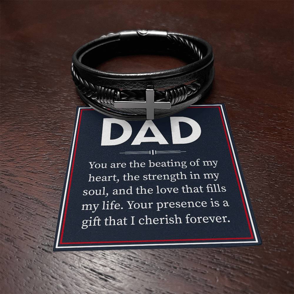 Stylish Leather Cross Bracelet for Dad - Perfect Father's Day, Birthday & Christmas Gifts - Ideal for Daily Wear & Special Occasions