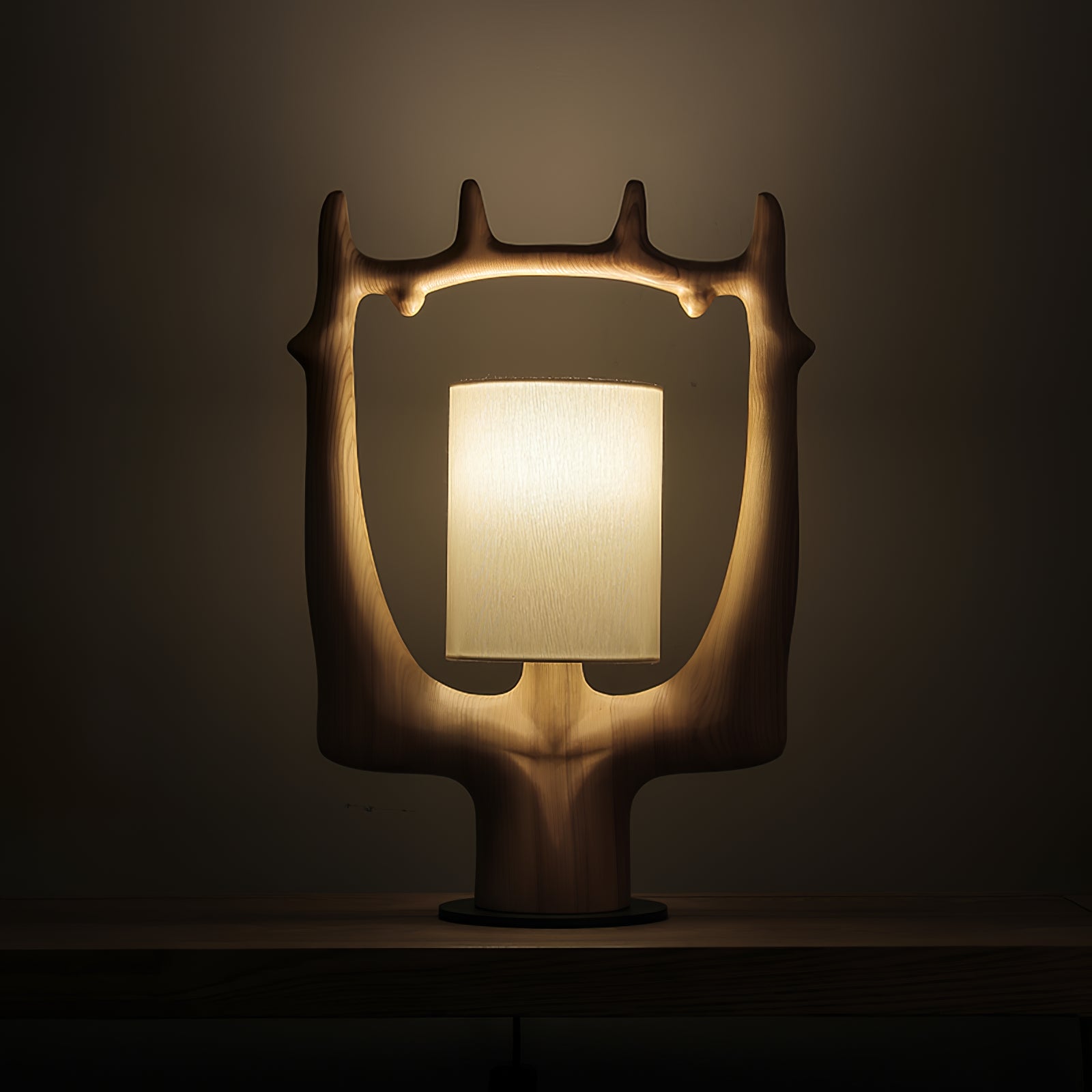 Antler Ring Table Lamp - Rustic Deer Horn Nightstand Light for Bedroom, Living Room, or Cabin Decor - Perfect for Farmhouse, Lodge & Hunting Cabin Ambience