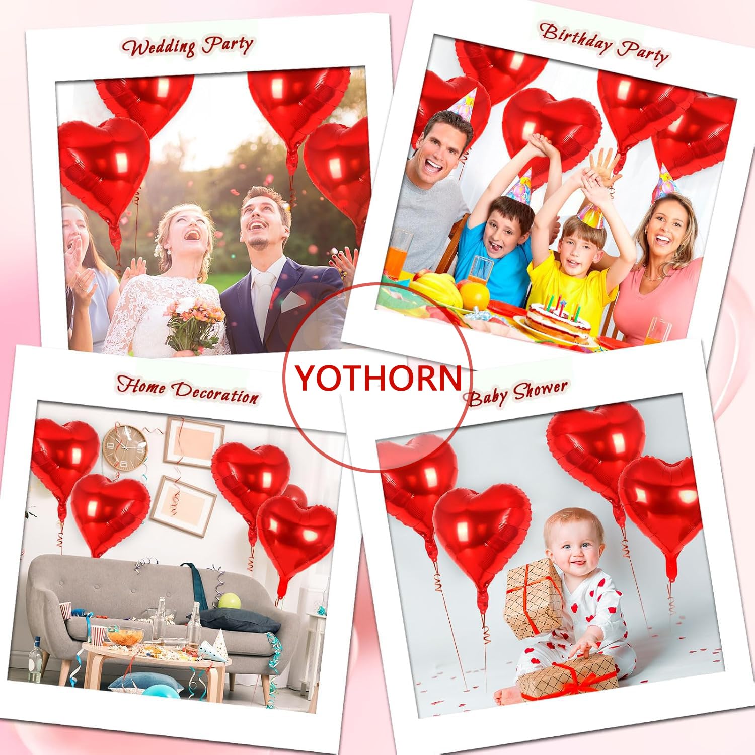 12 Pcs 18 Inch Red Heart Foil Balloons - Valentine's Day Love Balloons for Birthday Party, Wedding, Engagement, Baby Shower Decorations - Perfect for Romantic Proposals, Anniversary Celebrations & Festive Home Decor (Red)