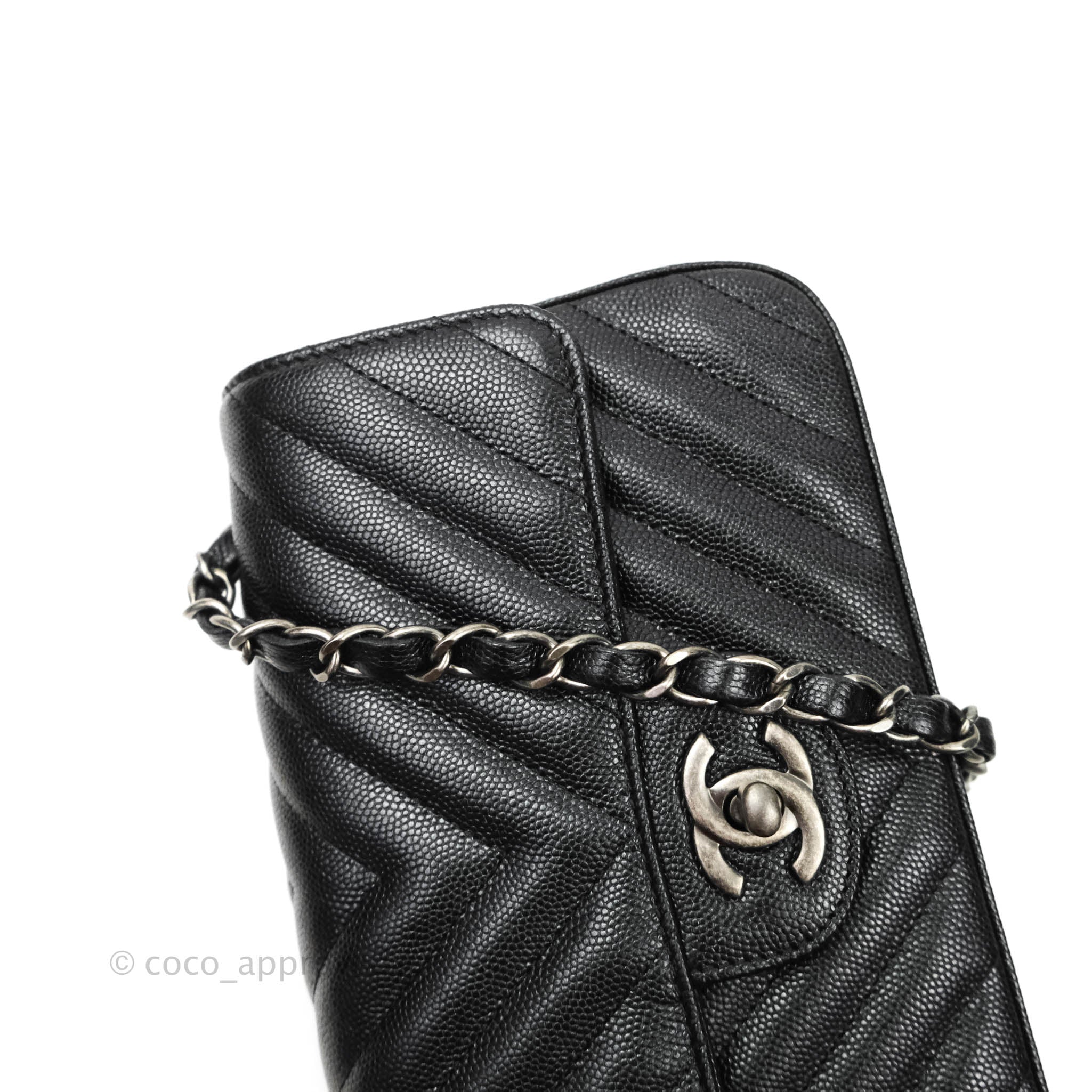 Chanel Chevron Mini Rectangular Flap Bag in Iridescent Black Caviar Leather with Ruthenium Hardware - Perfect for Evening Events & Luxury Fashion Accessories