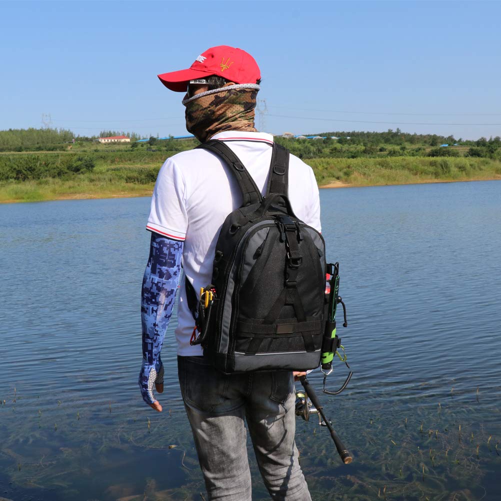 **Fishing Backpack with Rod Holder & Tackle Box Storage - Waterproof & Durable Outdoor Gear for Anglers - Perfect for Camping, Hiking & Fishing Trips**