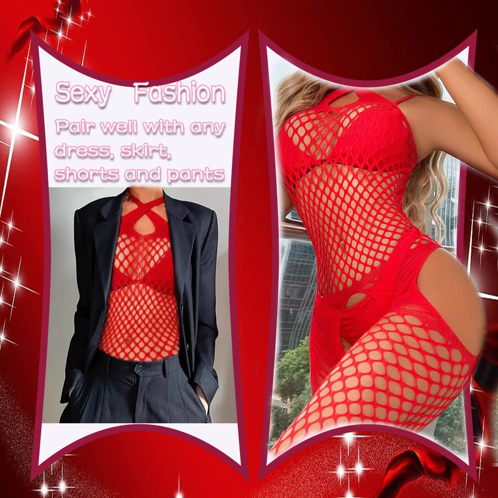Mom & Myaboys Women's Fishnet Bodystocking - Sexy Lingerie Bodysuit with Sheer Stockings | Perfect for Valentine's Day, Boudoir Photography & Romantic Nights