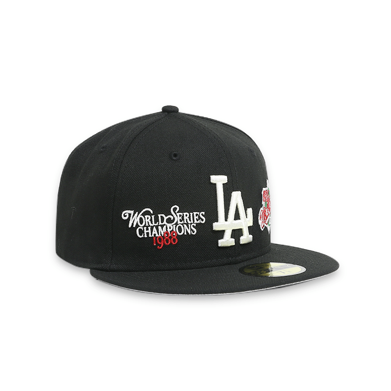 LA Dodgers World Series Black Fitted Hat for Men - Official MLB Baseball Cap for Sports Fans & Streetwear Fashion