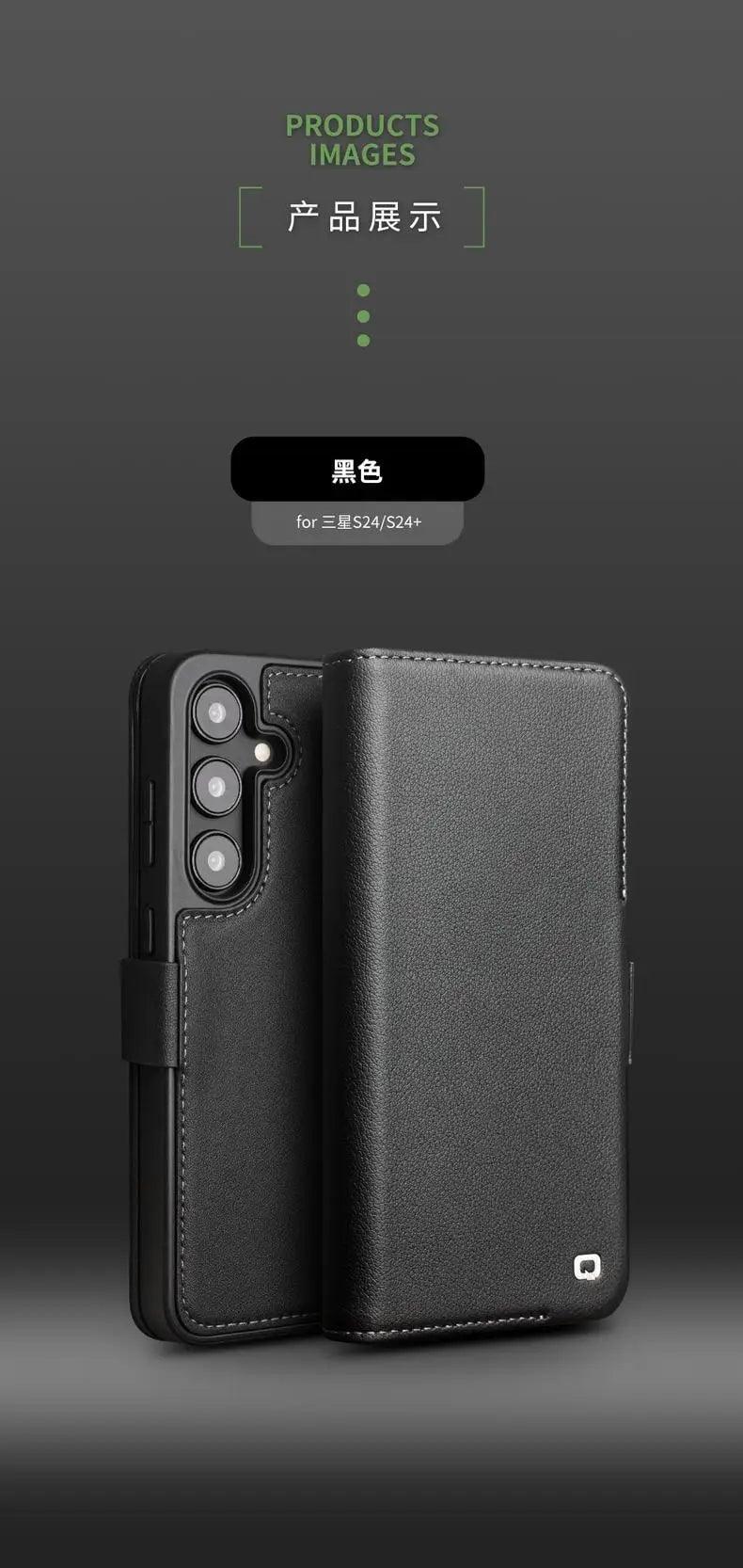 Genuine Leather Flip Cover Case for Samsung Galaxy S24 - Slim Protective Wallet Stand Case with Card Slots | Perfect for Work, Travel & Daily Use