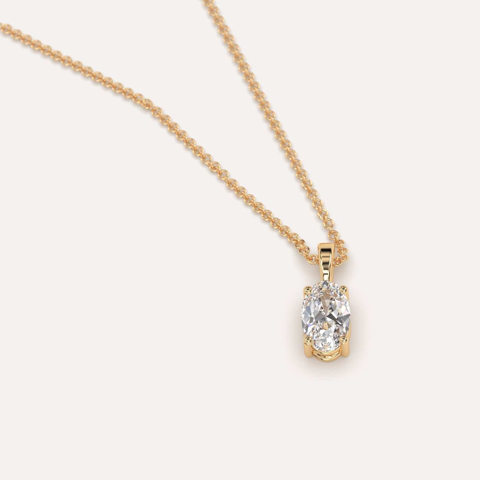 1/2 Carat Oval Diamond Pendant Necklace - 14K White Gold Solitaire Jewelry Gift for Women - Perfect for Anniversary, Birthday & Special Occasions