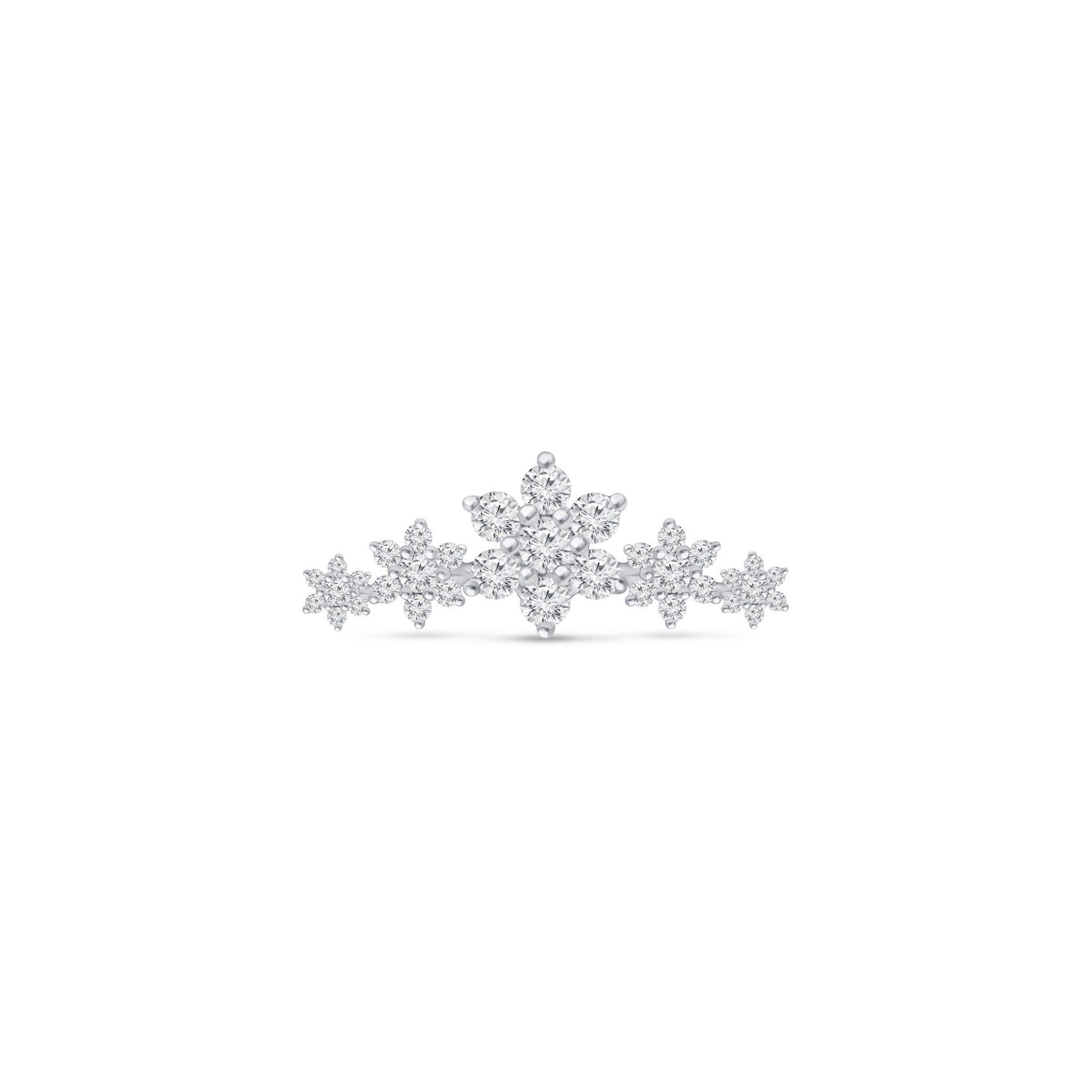 14K White Gold Five Flower Diamond Garland Flat Back Stud Earrings - Elegant Bridal Jewelry for Weddings & Special Occasions