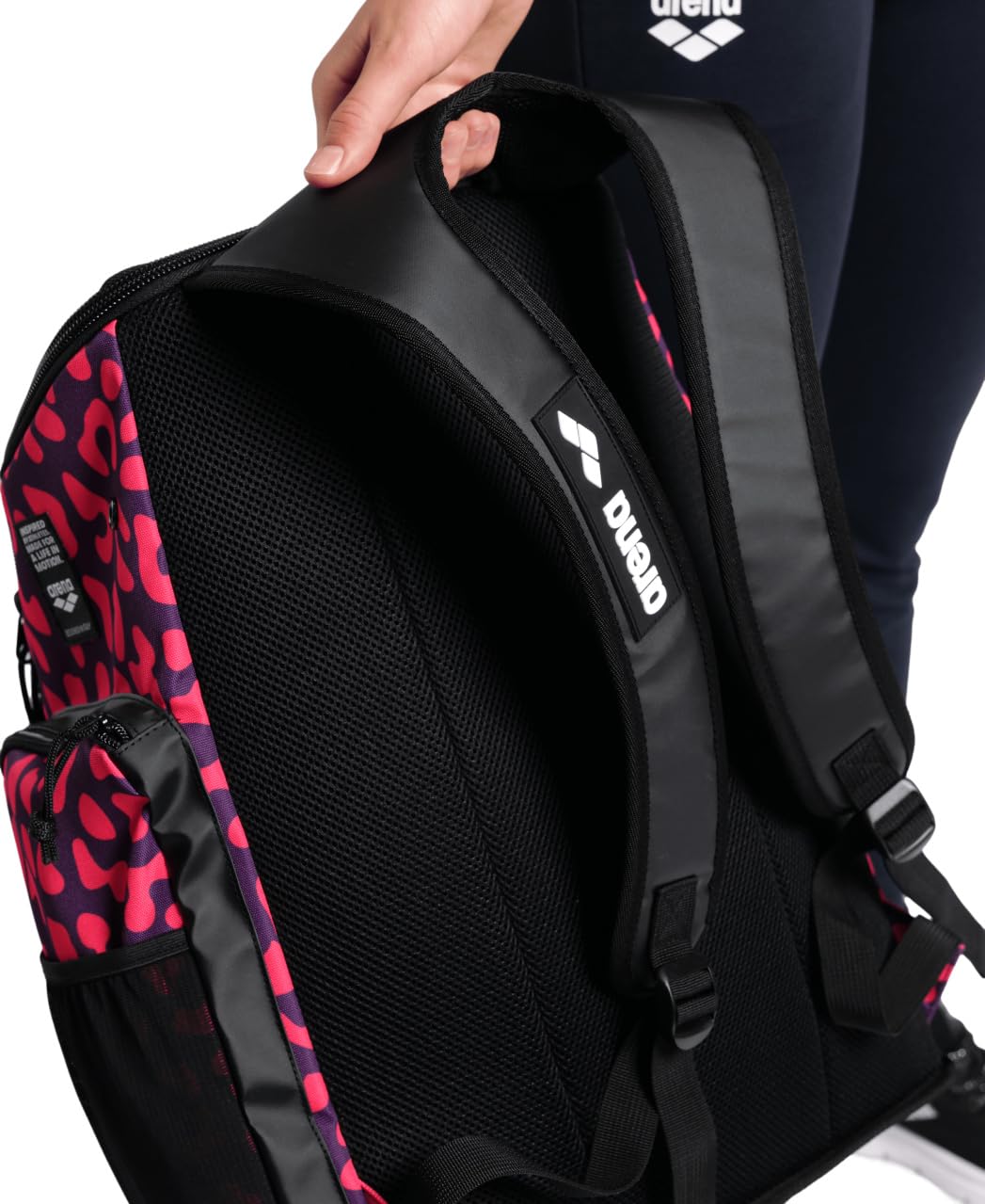 **ARENA Spiky III 45L Waterproof Swim Backpack for Men & Women - Large Sports Gym Bag with Spiky Design for Swimming, Training & Travel - Violet/Geranium**    *(Perfect for Pool, Gym, Triathlon & Outdoor Adventures)*