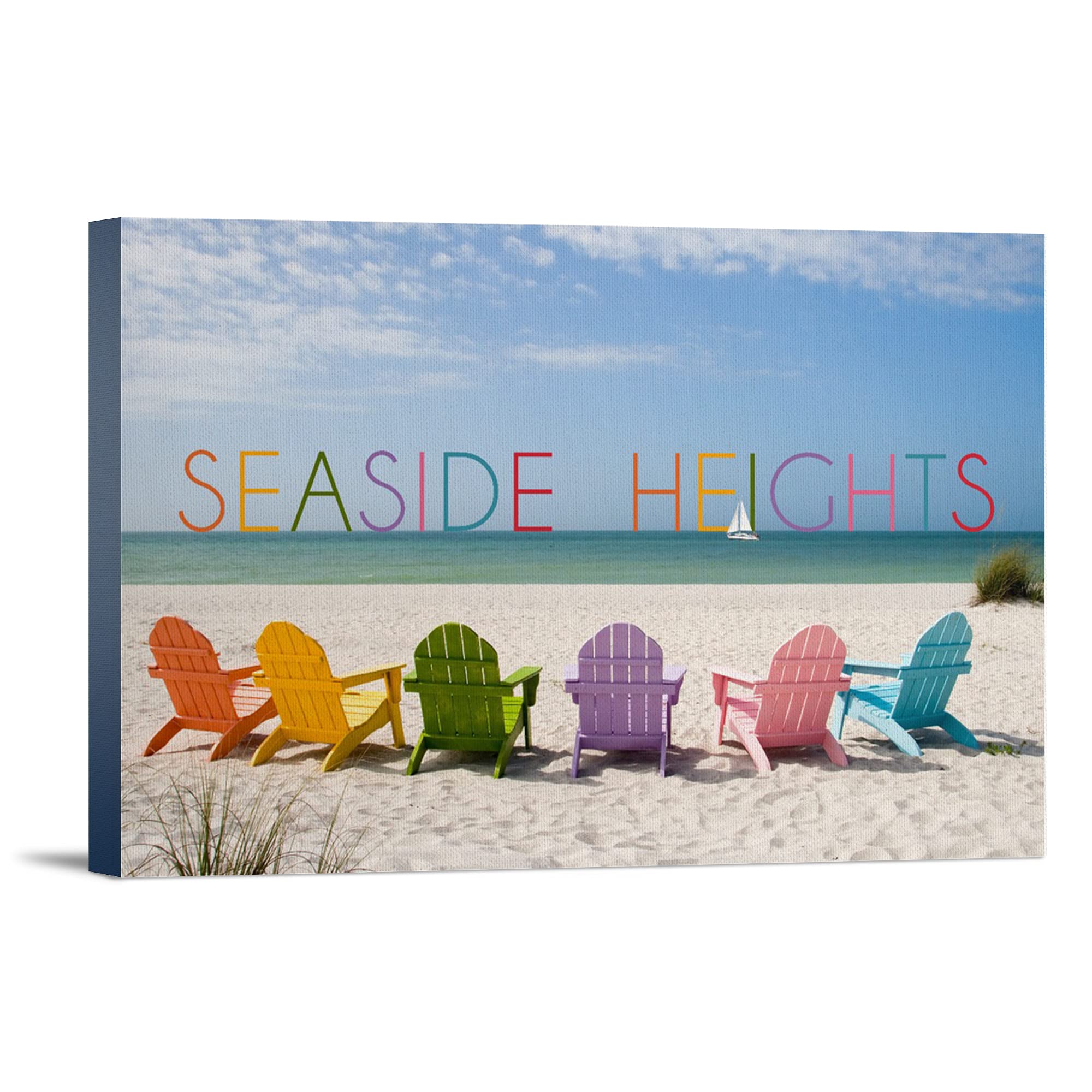 Lantern Press Seaside Heights New Jersey Beach Chairs Art Print - 12x18 Wrapped Canvas Wall Decor for Living Room, Bedroom & Office