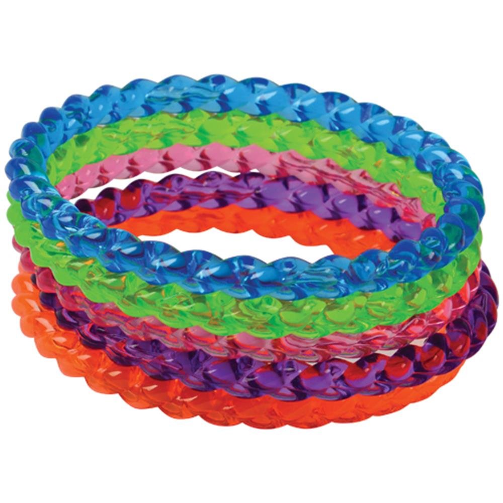 Crystal Plastic Bangle Bracelets 24-Pack for Kids Party Favors