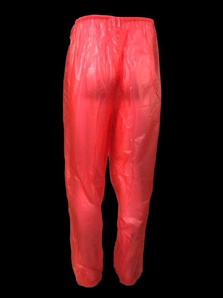 Breathable Plastic Jogging Bottoms for Men & Women - Medium Size in Transparent Red | Perfect for Running, Gym Workouts & Casual Wear