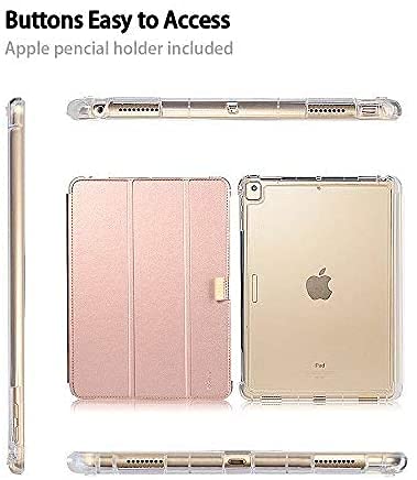 Valkit iPad 6th/5th Generation Case (2018/2017) & iPad Air 2 Case - 9.7 Inch Smart Folio Stand Cover with Pencil Holder, Translucent Frosted Back, Auto Wake/Sleep - Rose Gold - Perfect for Work, School & Travel Protection