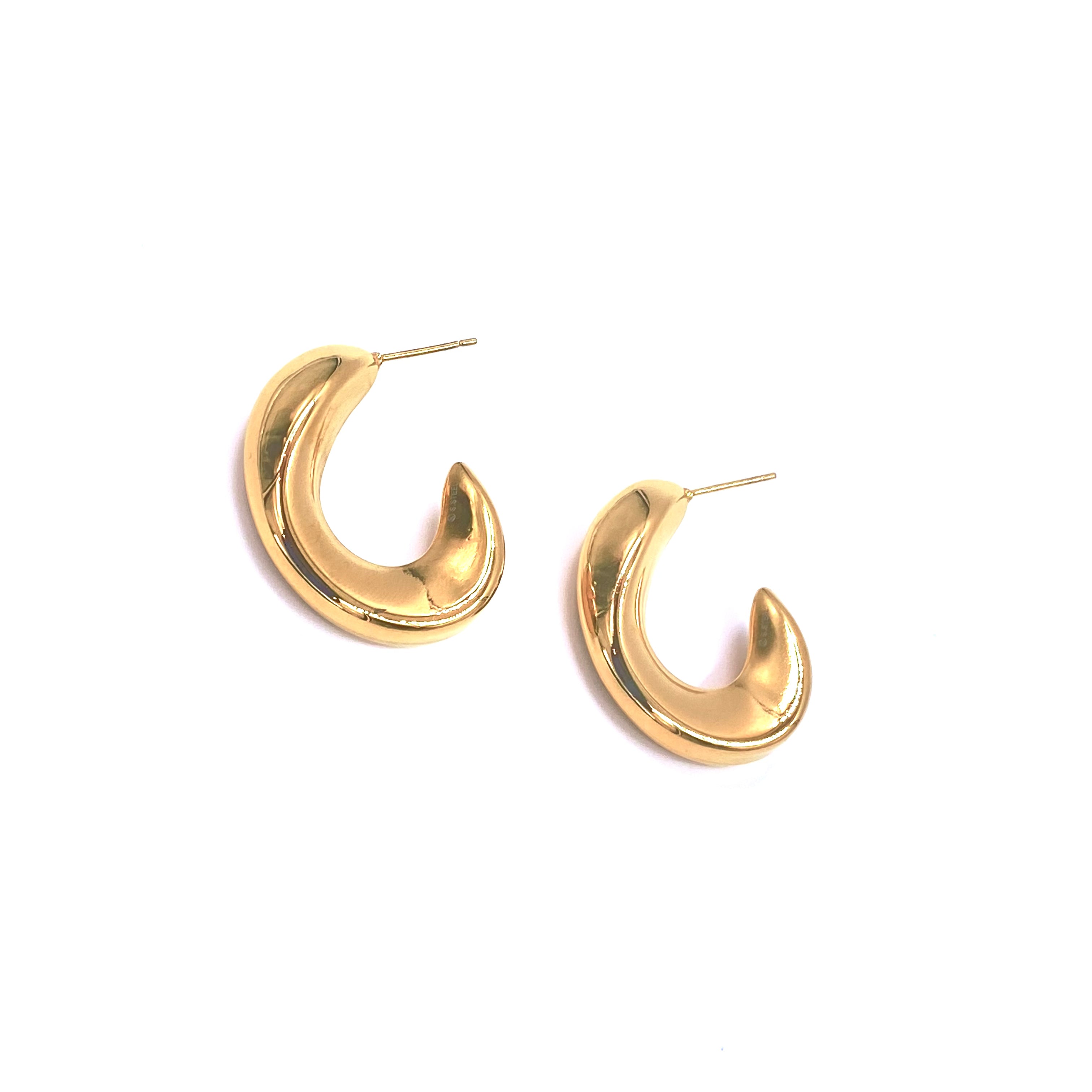 Ashley Gold Stainless Steel Gold Plated Groovy Hoop Earrings for Women - Trendy 70s Vintage Style Jewelry for Party, Wedding & Everyday Wear