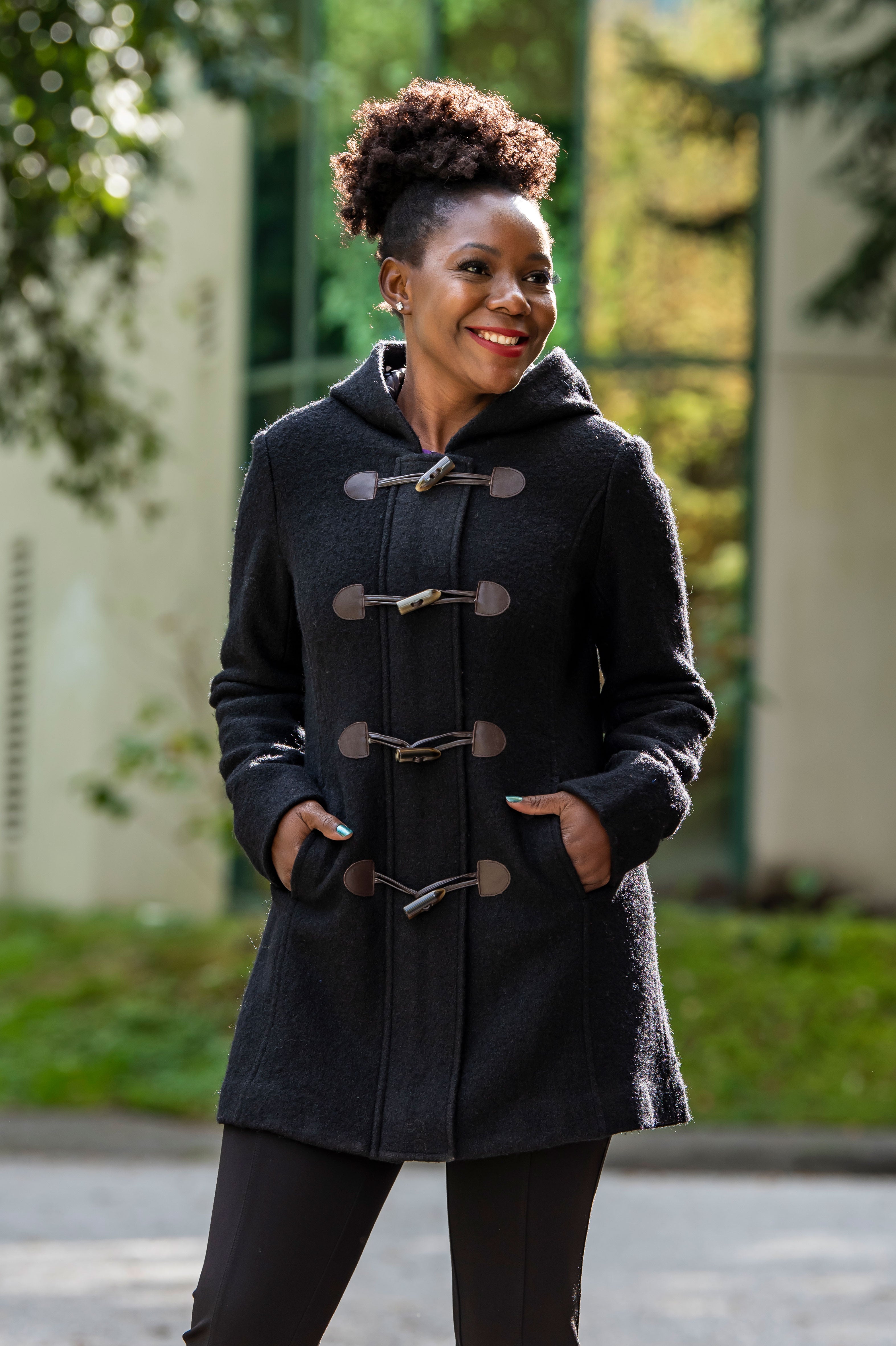 Premium Catania Coat for Women - Black Boiled Wool Winter Coat - Warm & Stylish Outerwear for Cold Weather, Office & Casual Wear