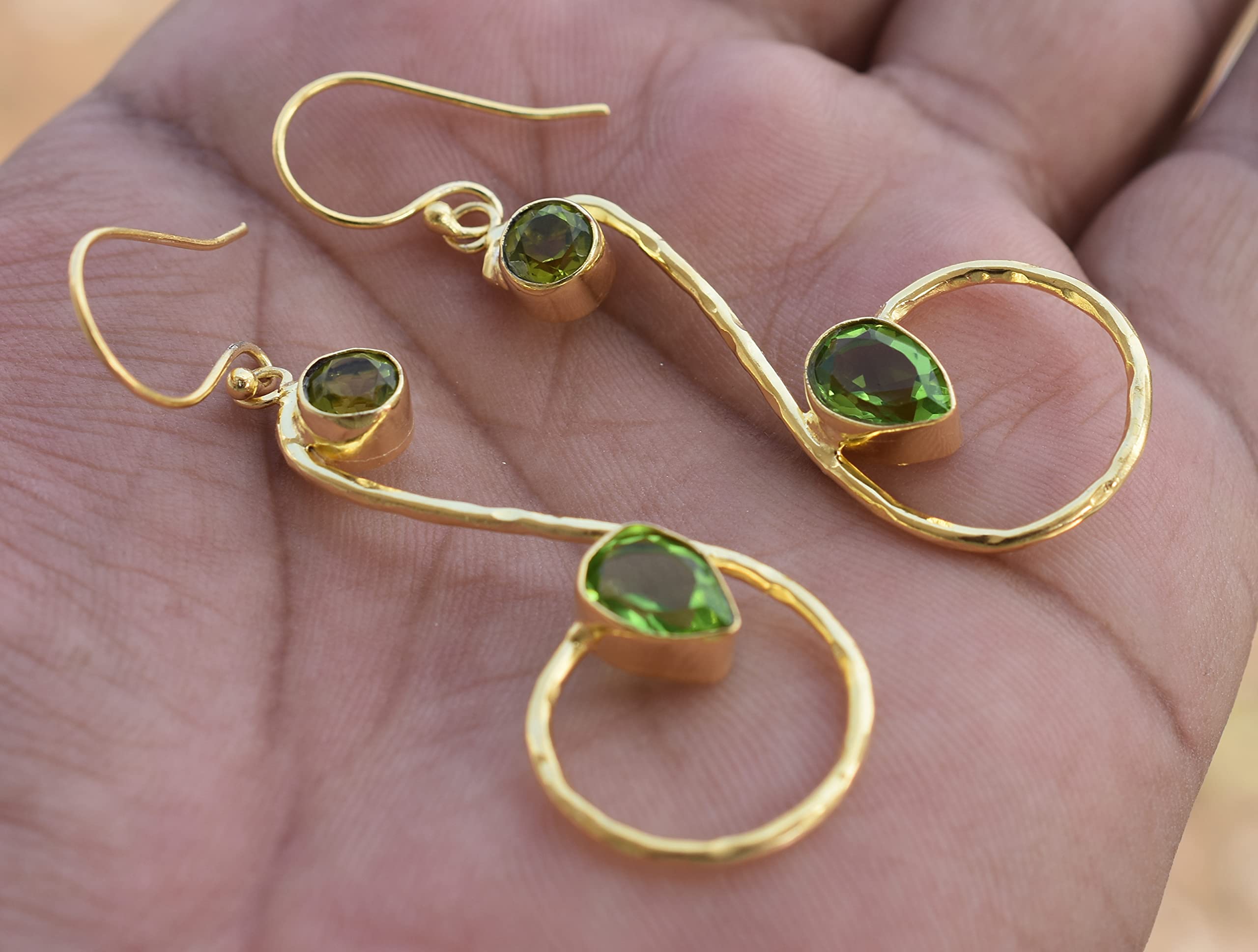18K Gold Plated Peridot Earrings for Women - August Birthstone Handmade Jewelry with Green Gemstone - VE-281 | Perfect Gift for Birthday, Anniversary & Special Occasions