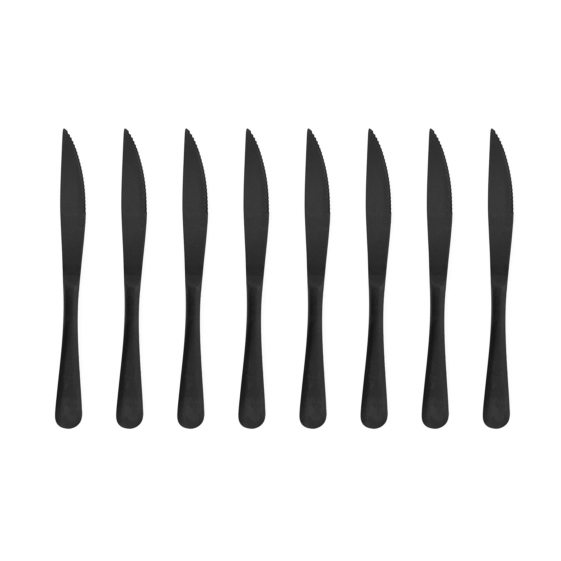 Premium Matte Black Flatware Set - 8-Piece 18/10 Stainless Steel Steak Knives with Durable Matte Black Handles (8.6
