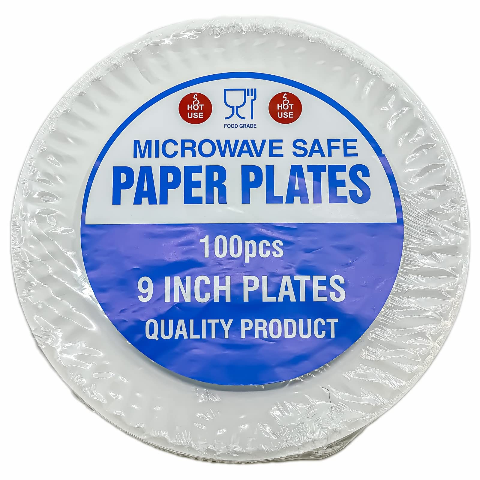 500 Pack 9 Inch Disposable White Paper Plates - Microwave Safe for Hot & Cold Food - Perfect for Home, Parties, Events & Picnics