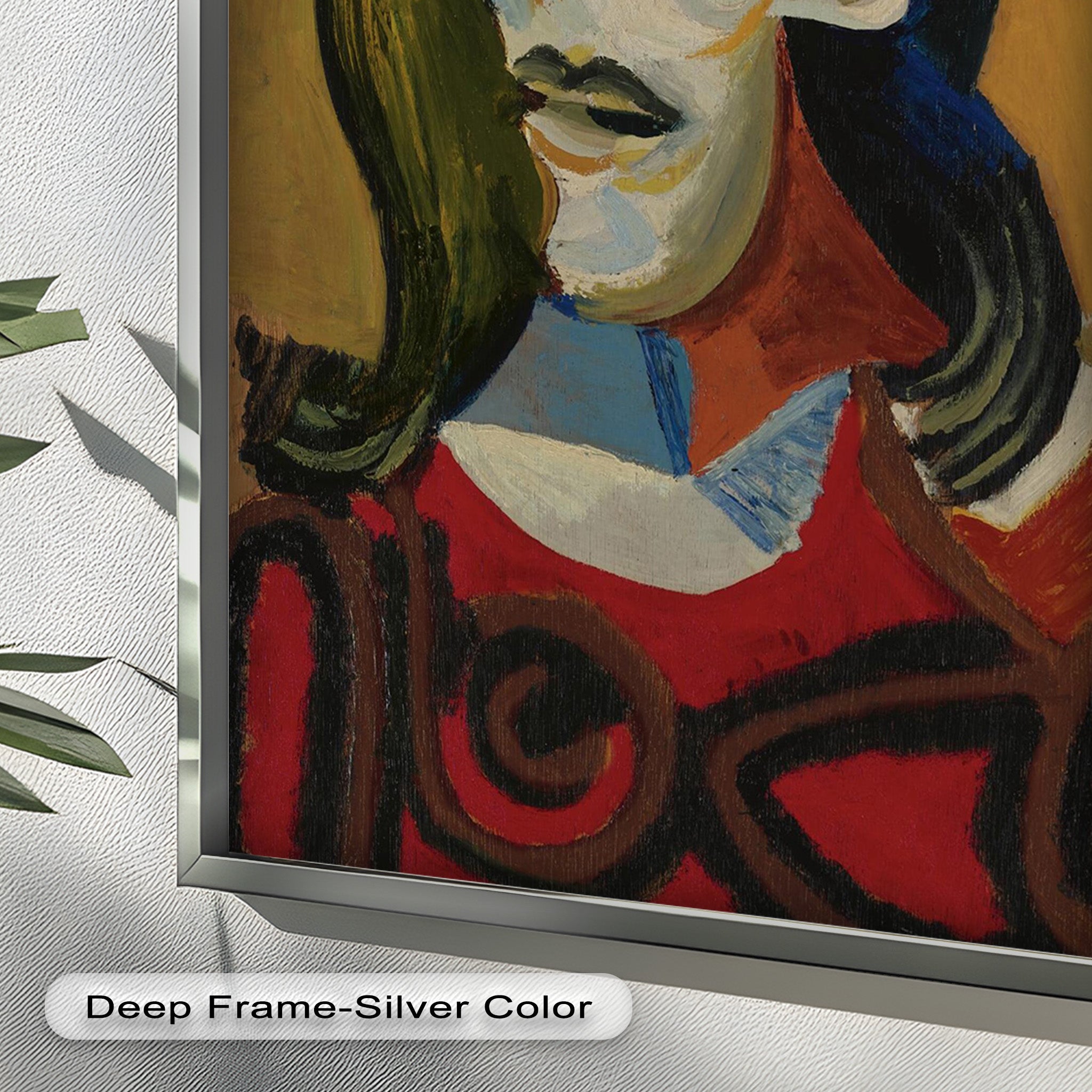 Abstract Portrait with Red Garment - Picasso Style Oil Painting Reproduction - Wall Art for Living Room, Bedroom & Office Decor