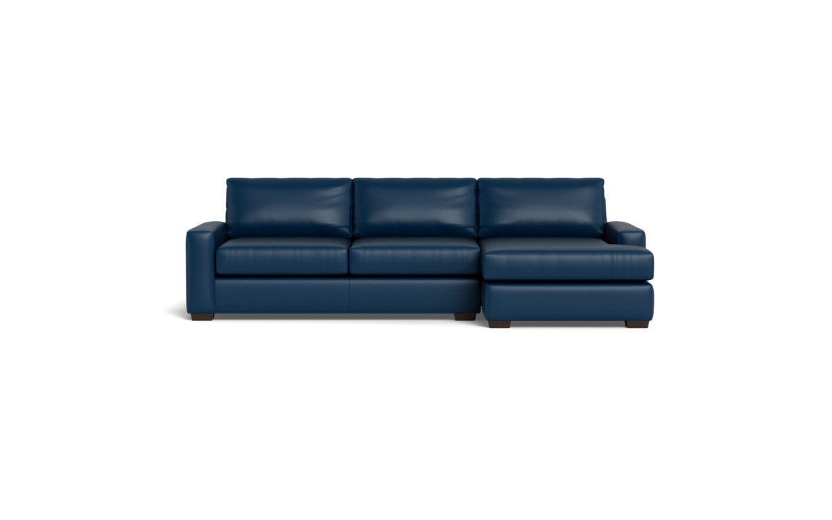 Mas Mesa 123 Deep Leather Right Chaise Sectional Sofa - Modern L-Shaped Couch for Living Room, Family Room & Home Theater Comfortable Seating