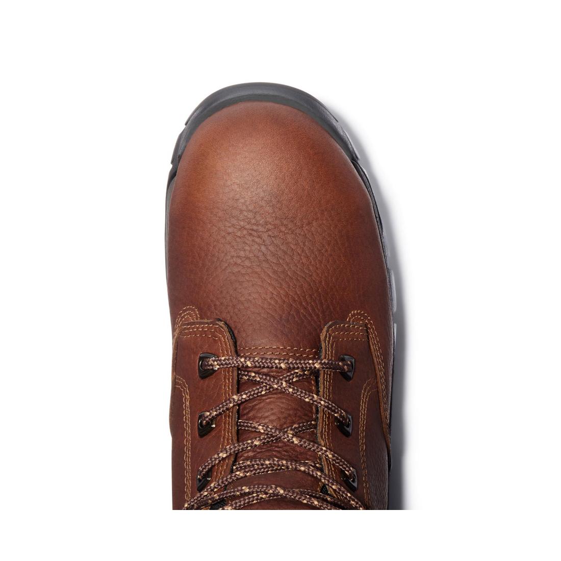 Helix 6 Inch Soft Toe Work Boots for Men - Comfortable Brown Leather Safety Shoes for Construction, Hiking & Outdoor Work