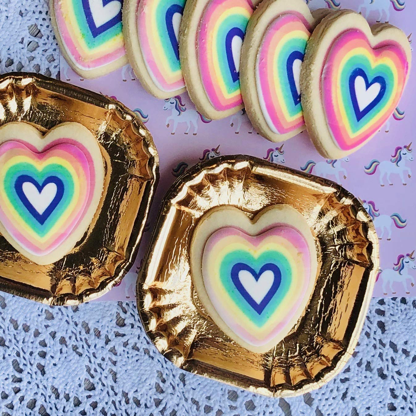 Premium Gold Foil Mini Dessert Plates 4x4 Inches - Elegant Appetizer & Charcuterie Plates for Valentine's Day, Weddings, Parties - Heavyweight Disposable Tableware - 50 Pack - Perfect for Cocktail Receptions, Bridal Showers & Dessert Displays