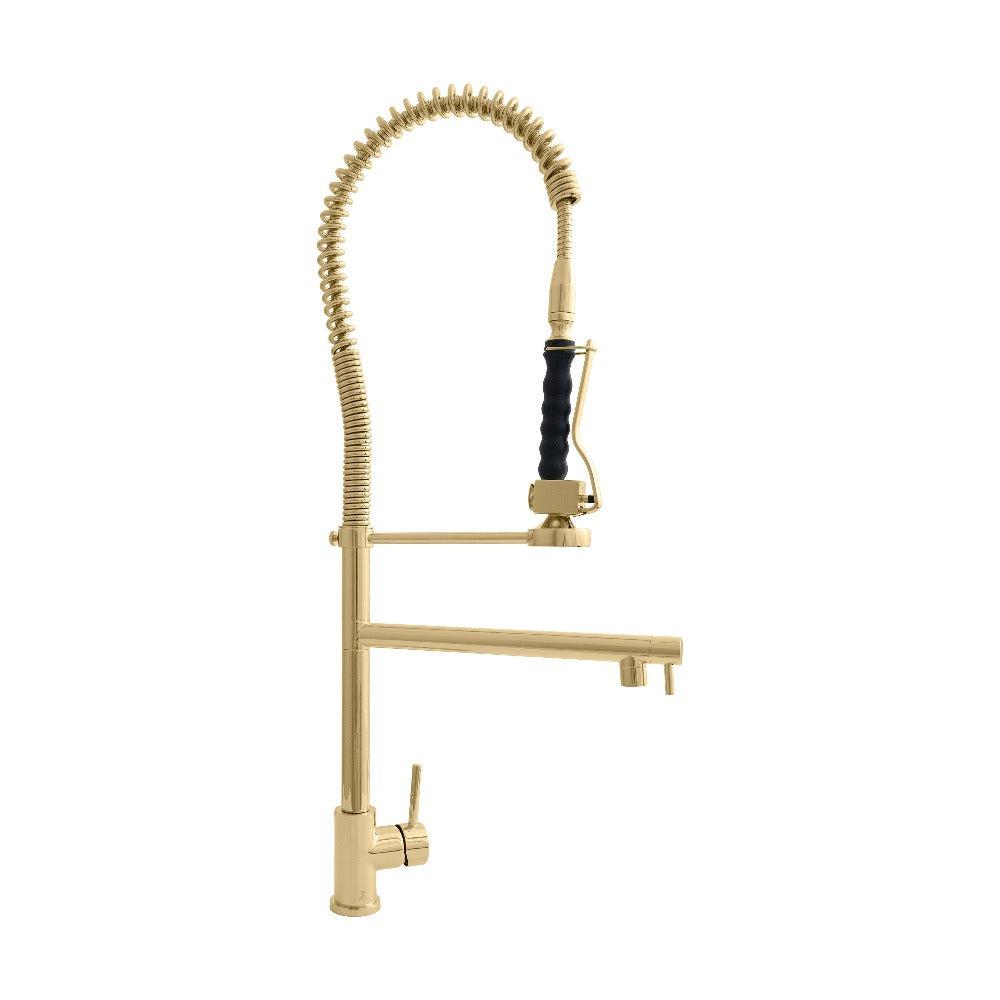 ZLINE Van Gogh Pull Down Spring Kitchen Faucet with Pot Filler in Polished Gold - High Arc Commercial Style Faucet for Modern Farmhouse & Restaurant Kitchens (VNG KF PG)