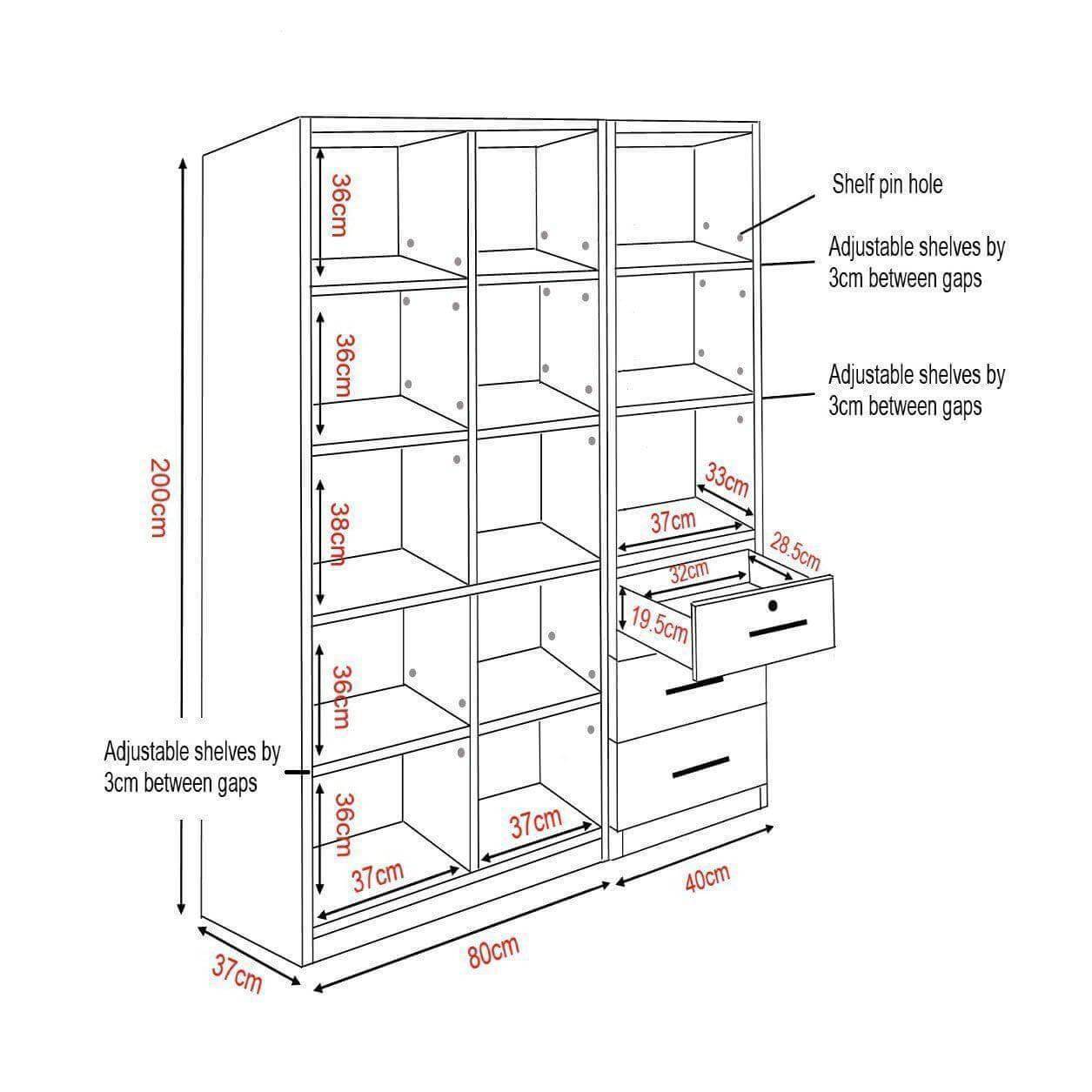 Micah II Display Bookshelf - Modern Wooden Bookcase for Home & Office - Perfect for Living Room, Bedroom, and Study Organization