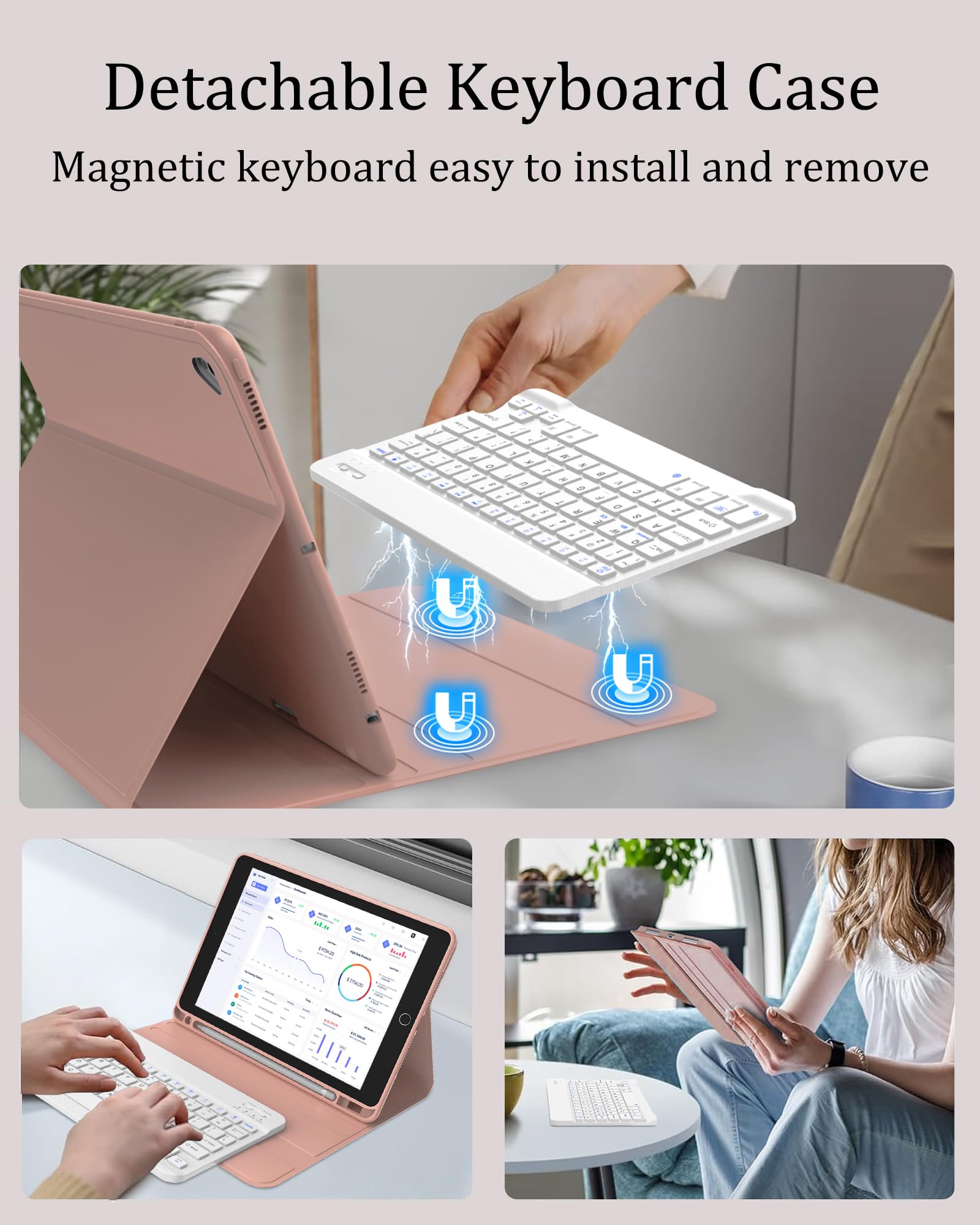 Premium Detachable Wireless Keyboard Case for iPad 9th/10.2