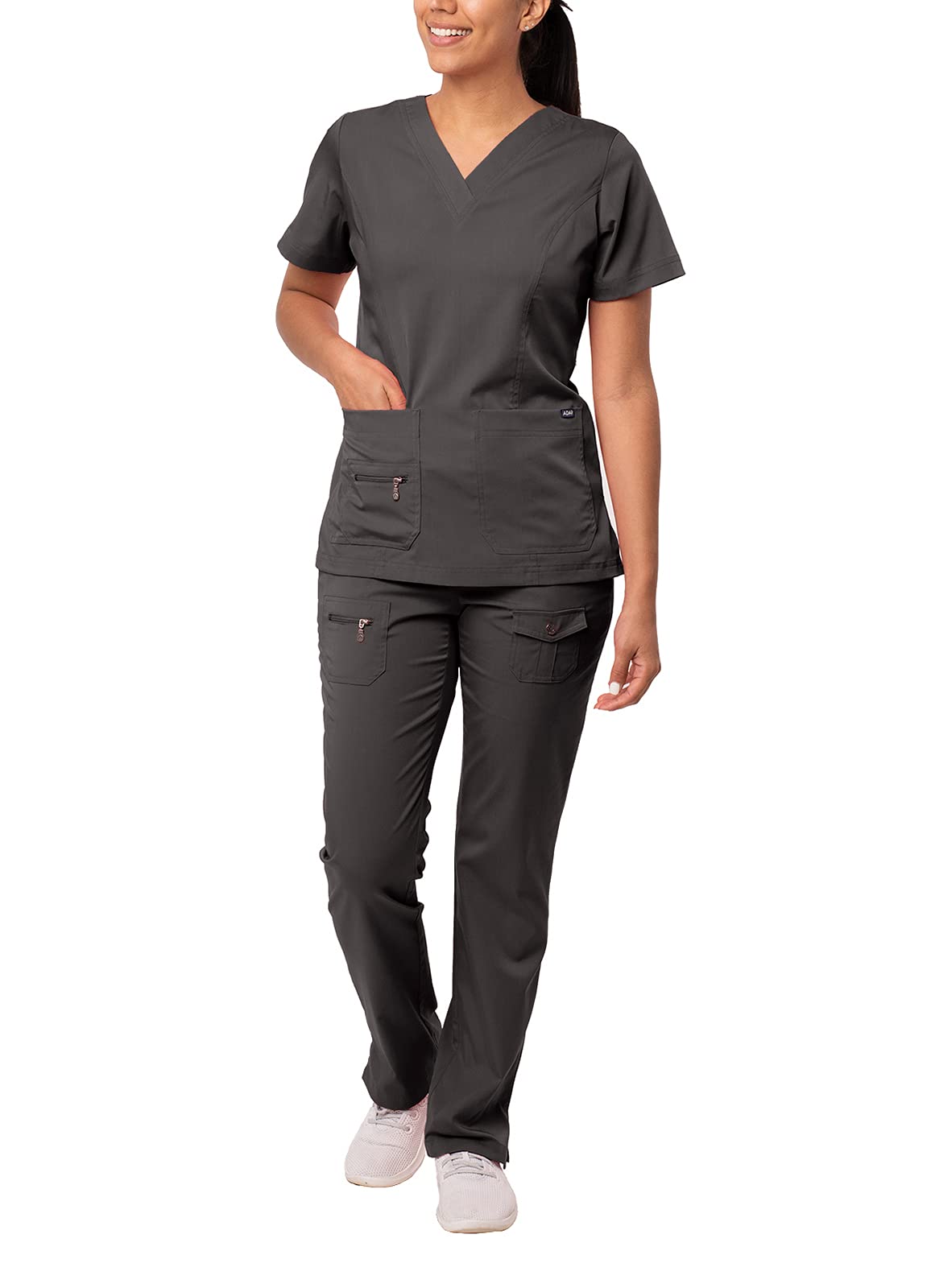 Adar Pro Breakthrough Plus Scrub Set for Women - Enhanced V-Neck Top & Multi-Pocket Pants - Petite/Tall Sizes - Comfortable Medical Uniform for Nurses, Doctors & Healthcare Professionals - Perfect for Hospital Shifts & Clinical Work