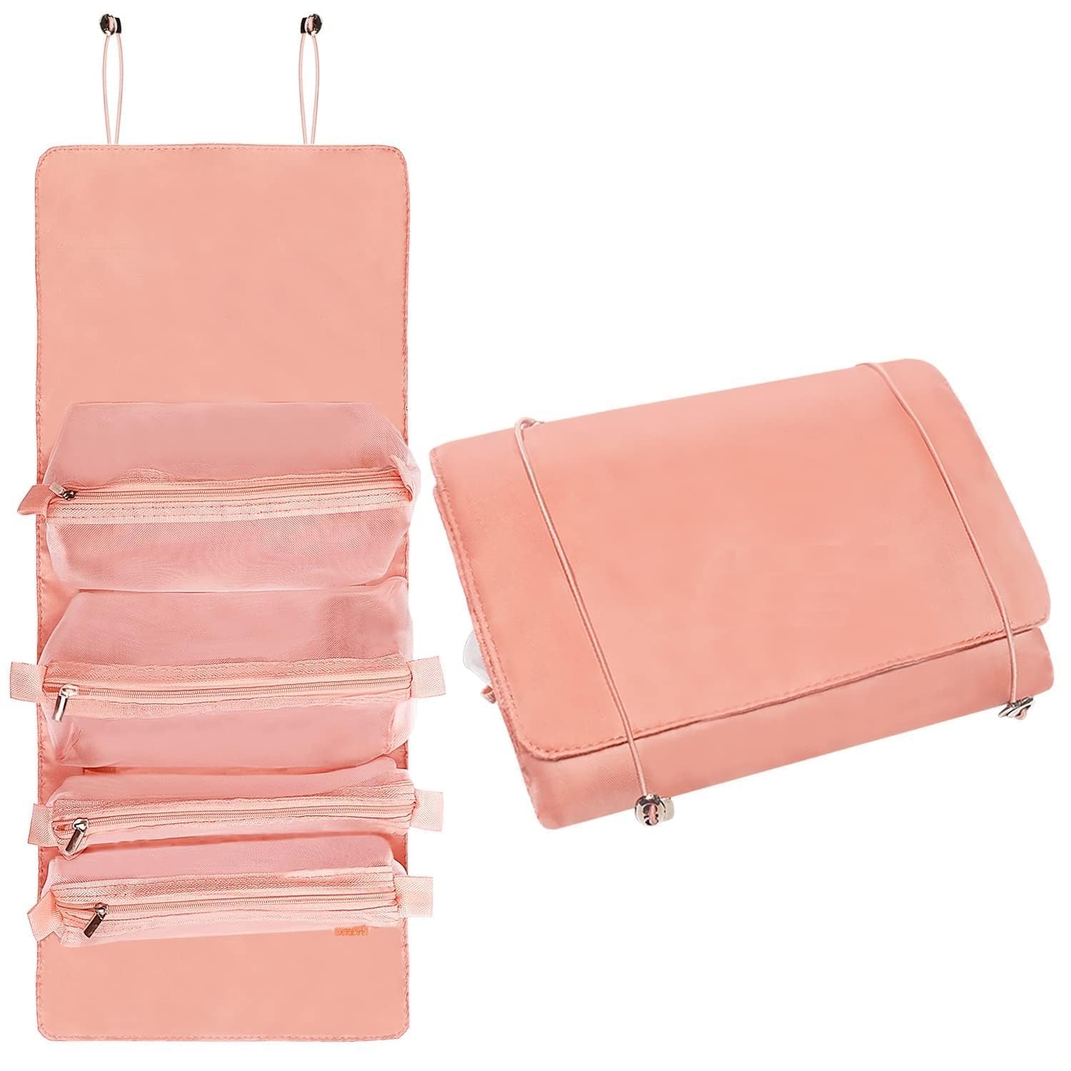 Glowick Foldable Hanging Toiletry Bag - Waterproof Cosmetic & Jewelry Storage Organizer for Travel, Bathroom, Makeup Accessories - Portable 4-in-1 Pouch for Women & Men (1pc) - Perfect for Camping, Gym, Beach Trips & Daily Use
